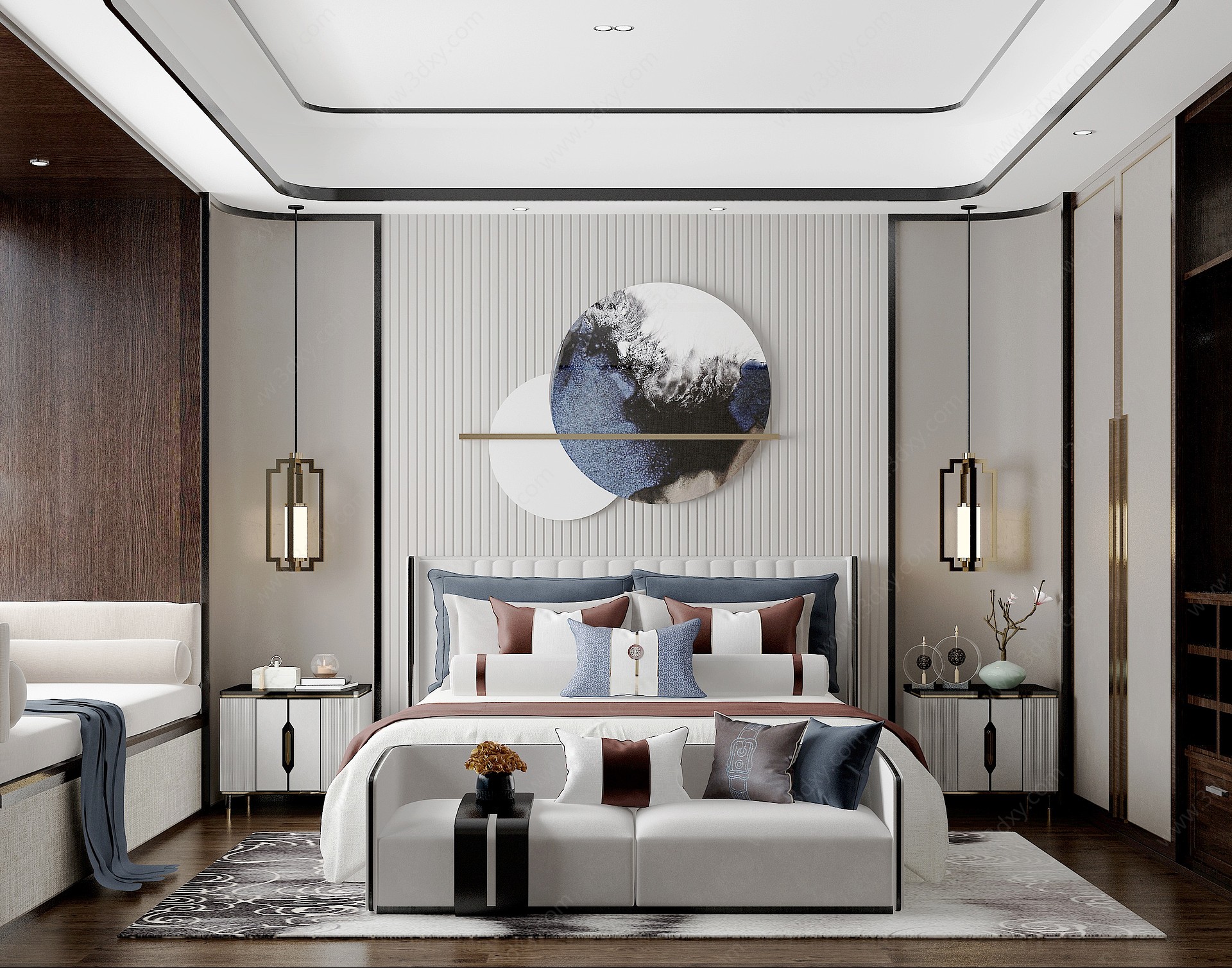 新中式轻奢卧室3D模型