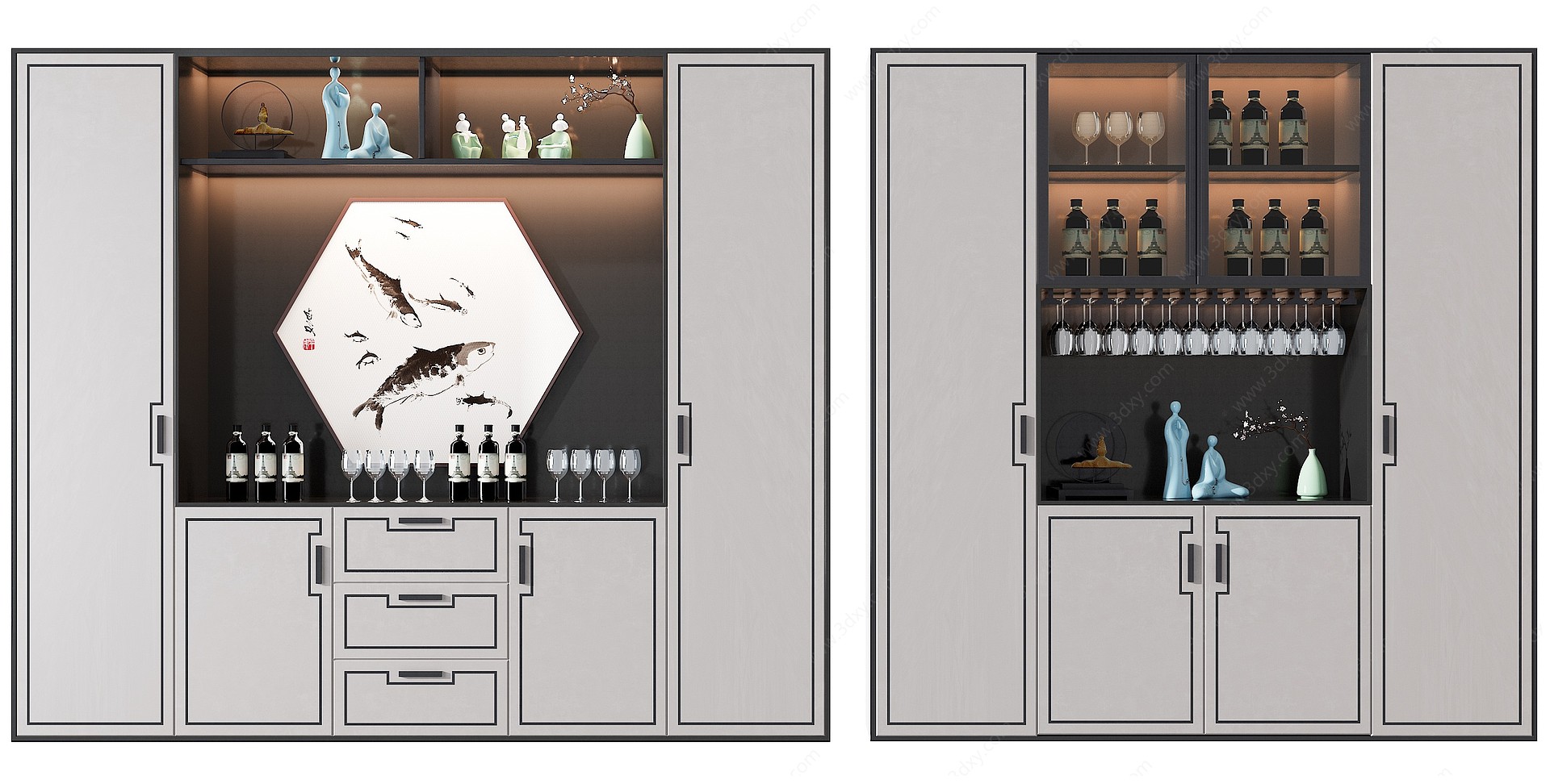 新中式轻奢酒柜3D模型