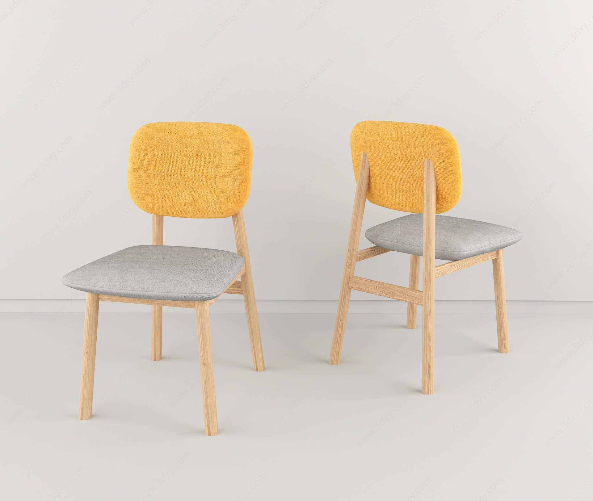 北欧实木餐椅单椅3D模型