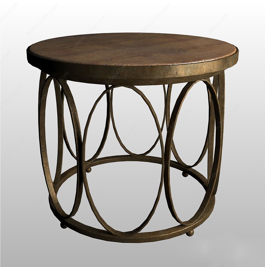 欧式现代铁艺咖啡桌3D模型
