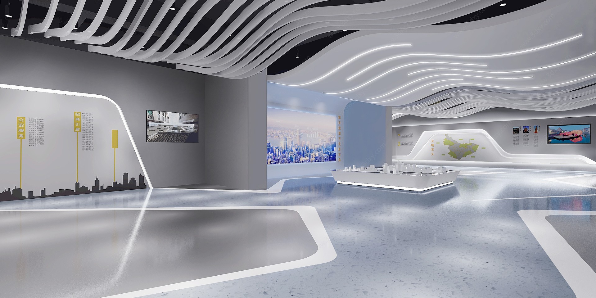 现代城市规划展厅3D模型