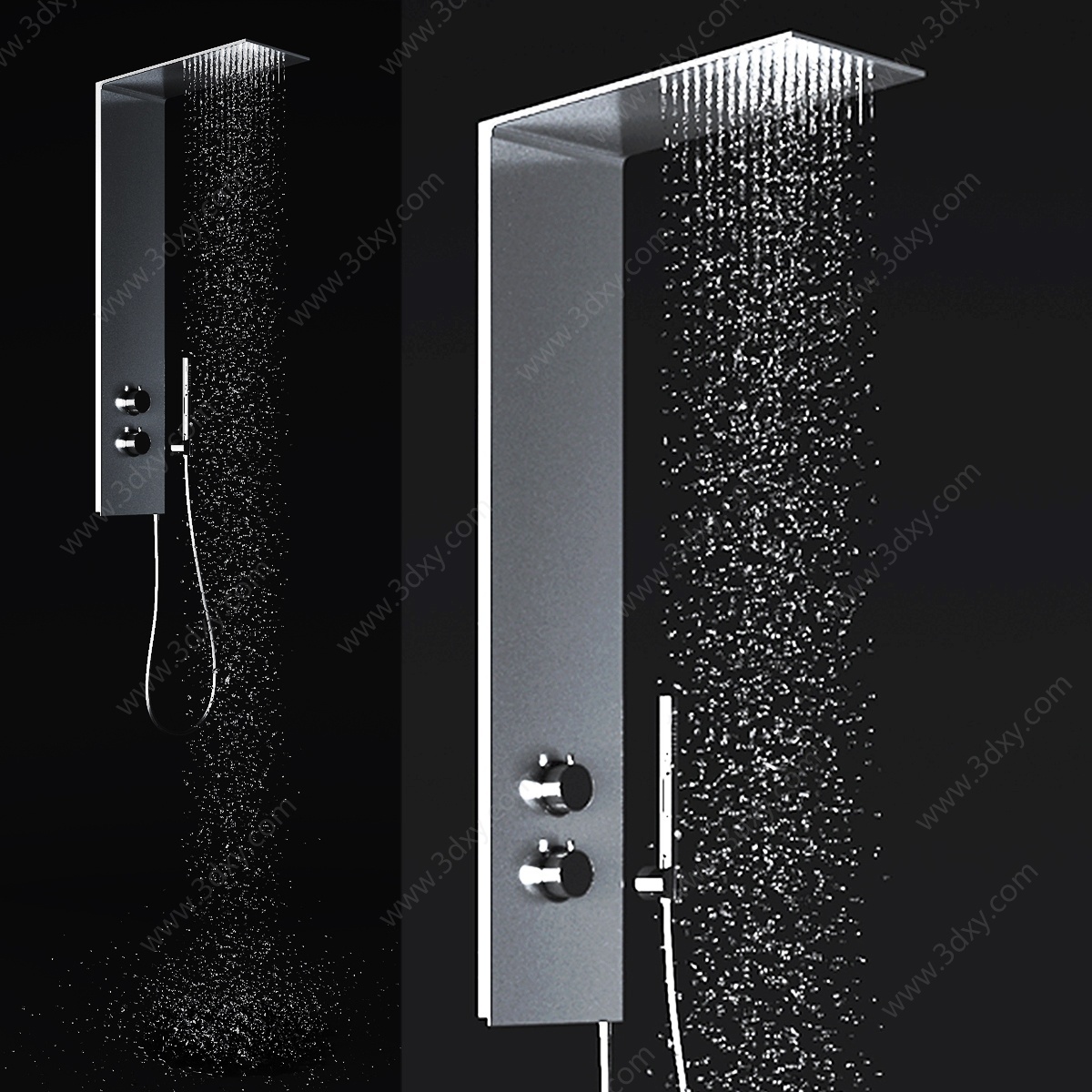 现代不锈钢淋浴器花洒3D模型