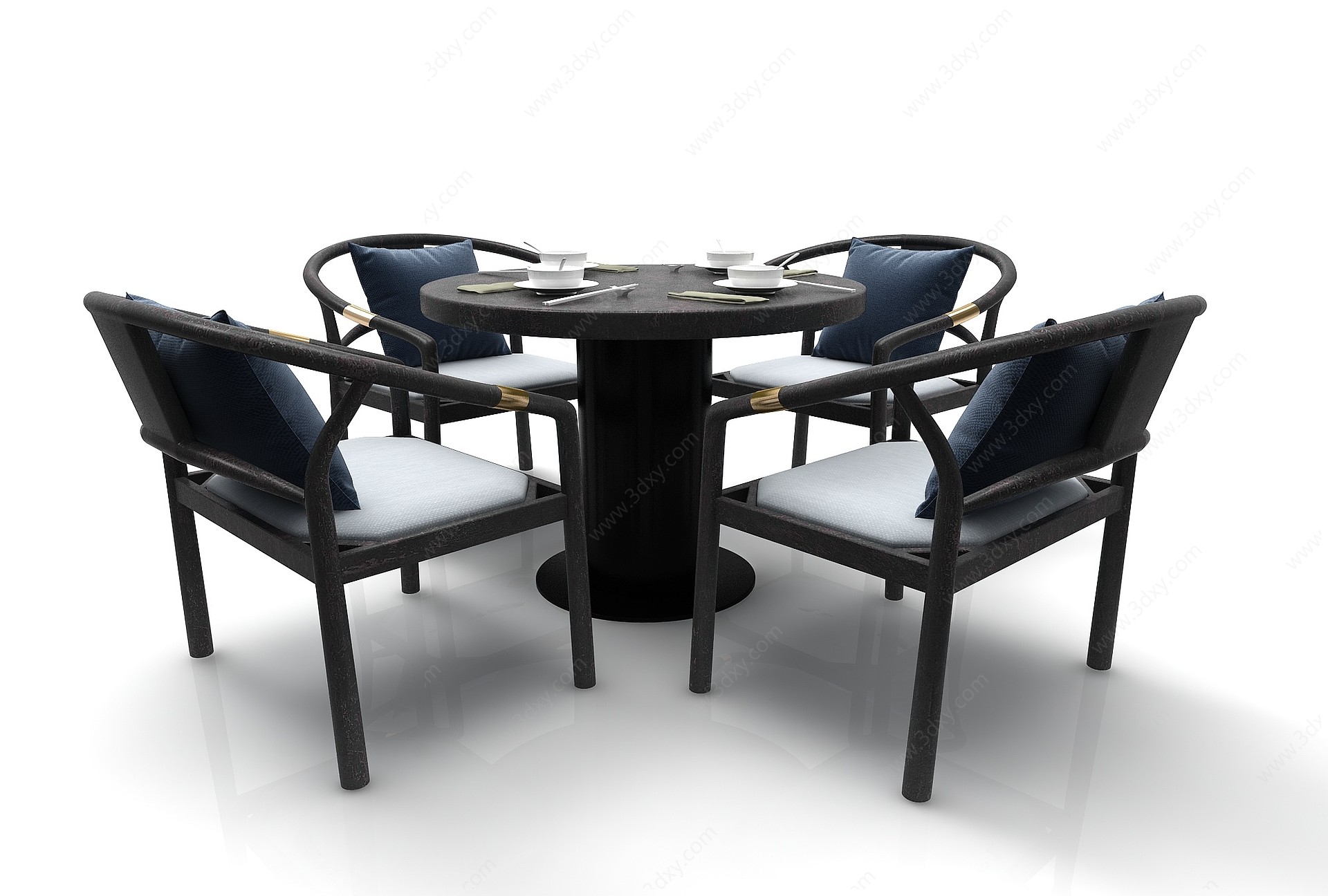 现代风格餐厅桌椅3D模型
