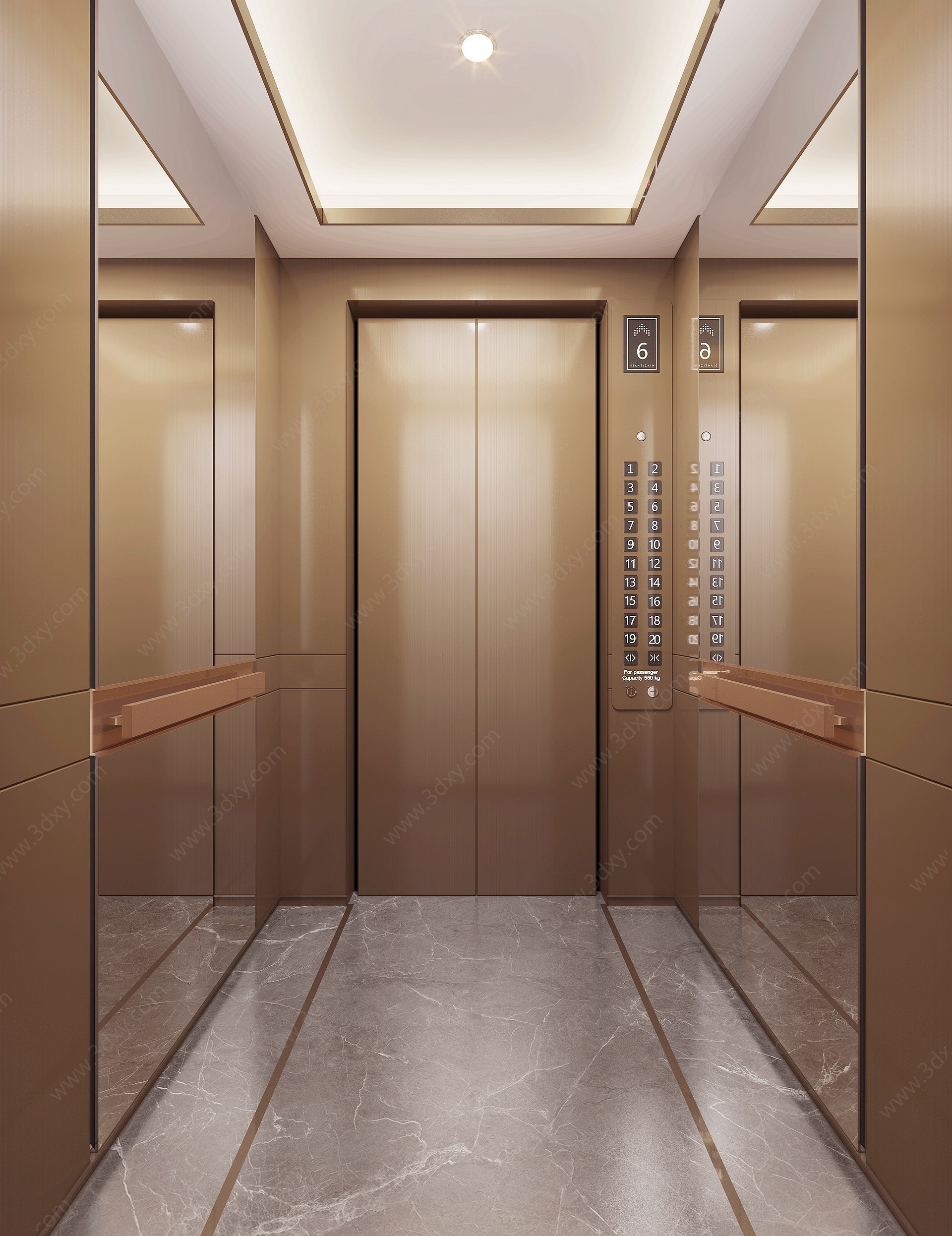 现代电梯轿厢3D模型