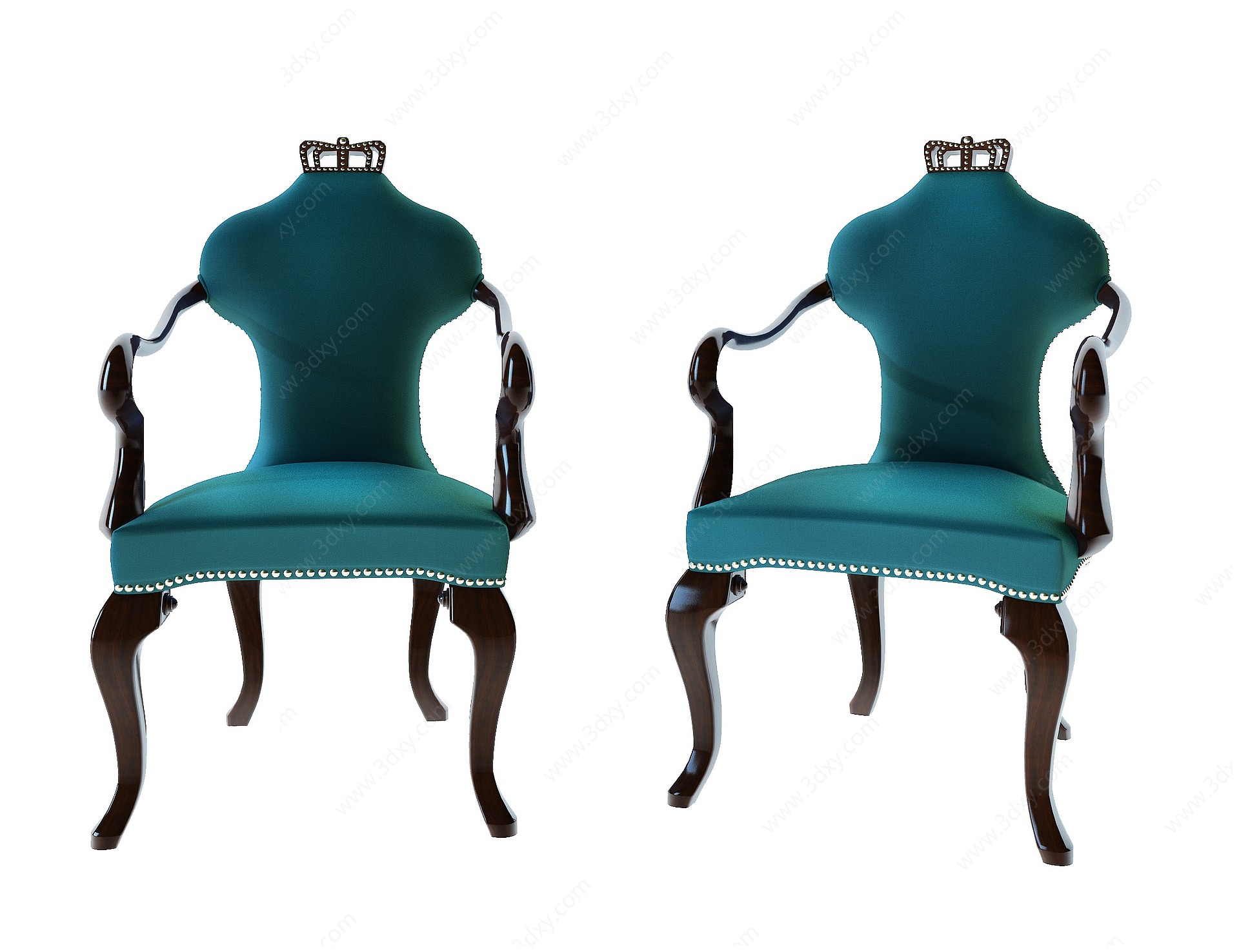 美式绒布单人椅3D模型