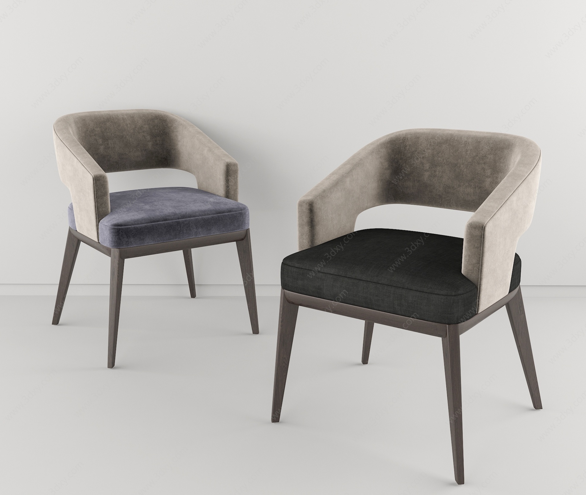 现代轻奢绒布餐椅3D模型