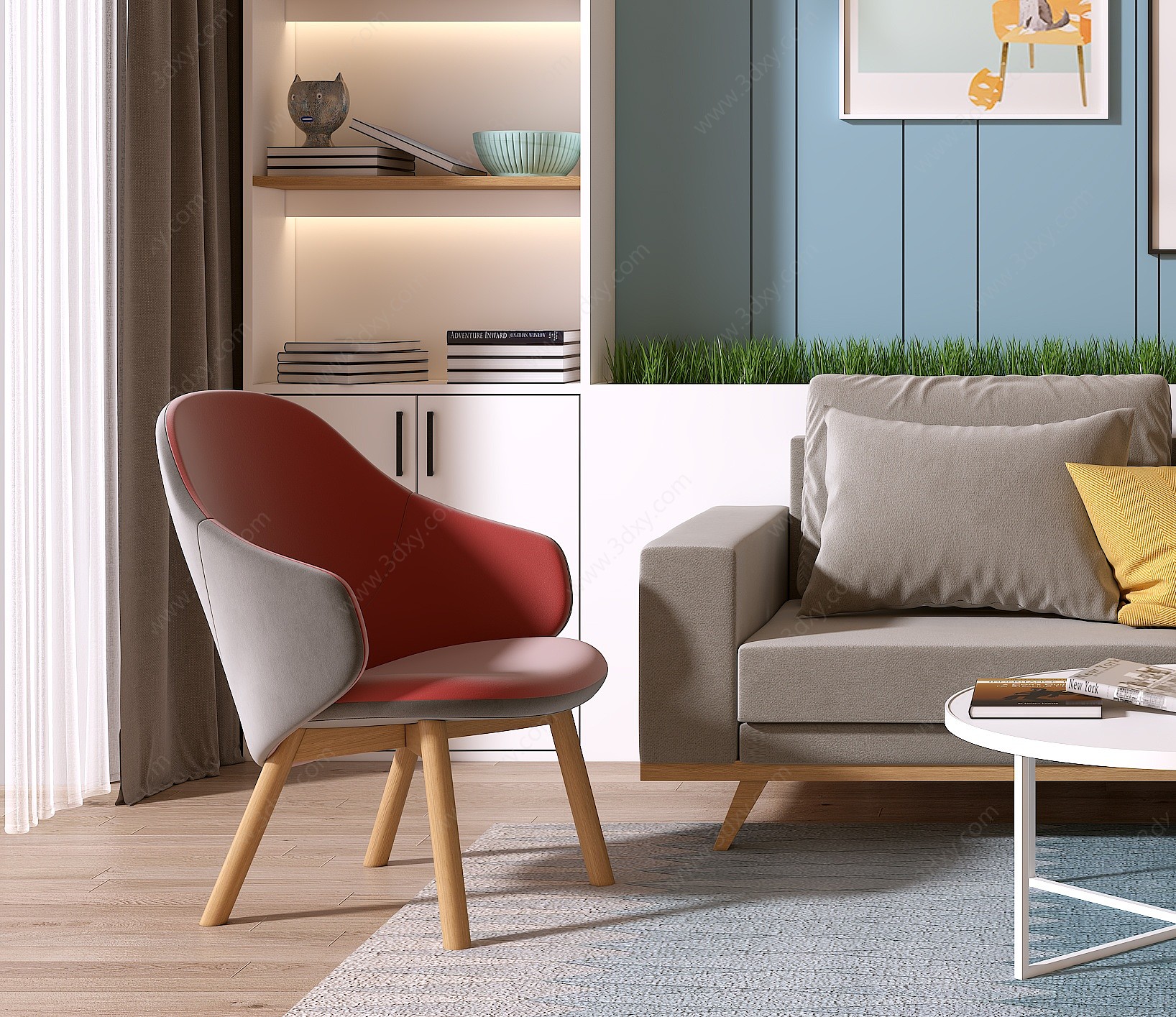北欧客厅沙发椅子3D模型