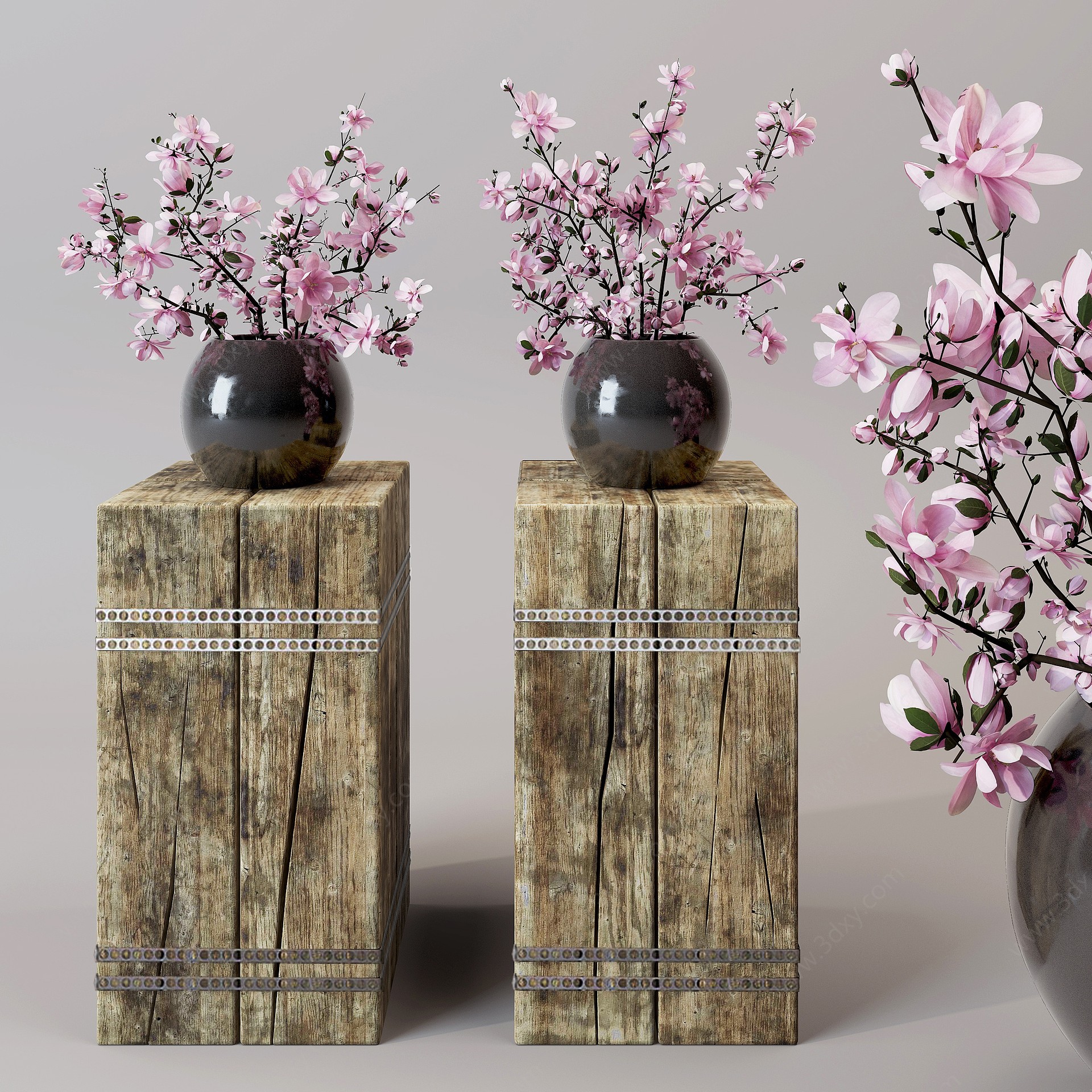 新中式花瓶花艺装饰摆件3D模型