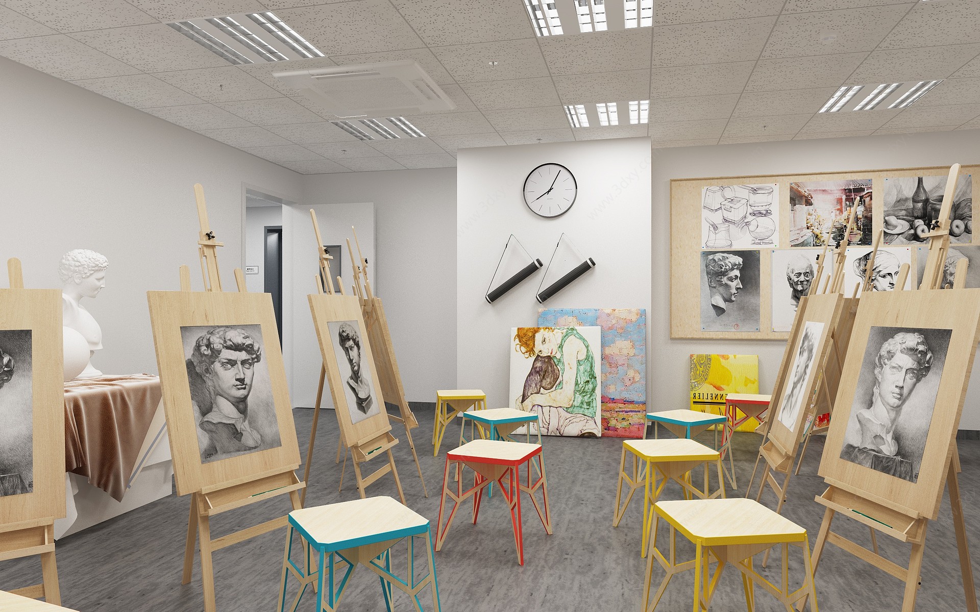 现代美术教室3D模型