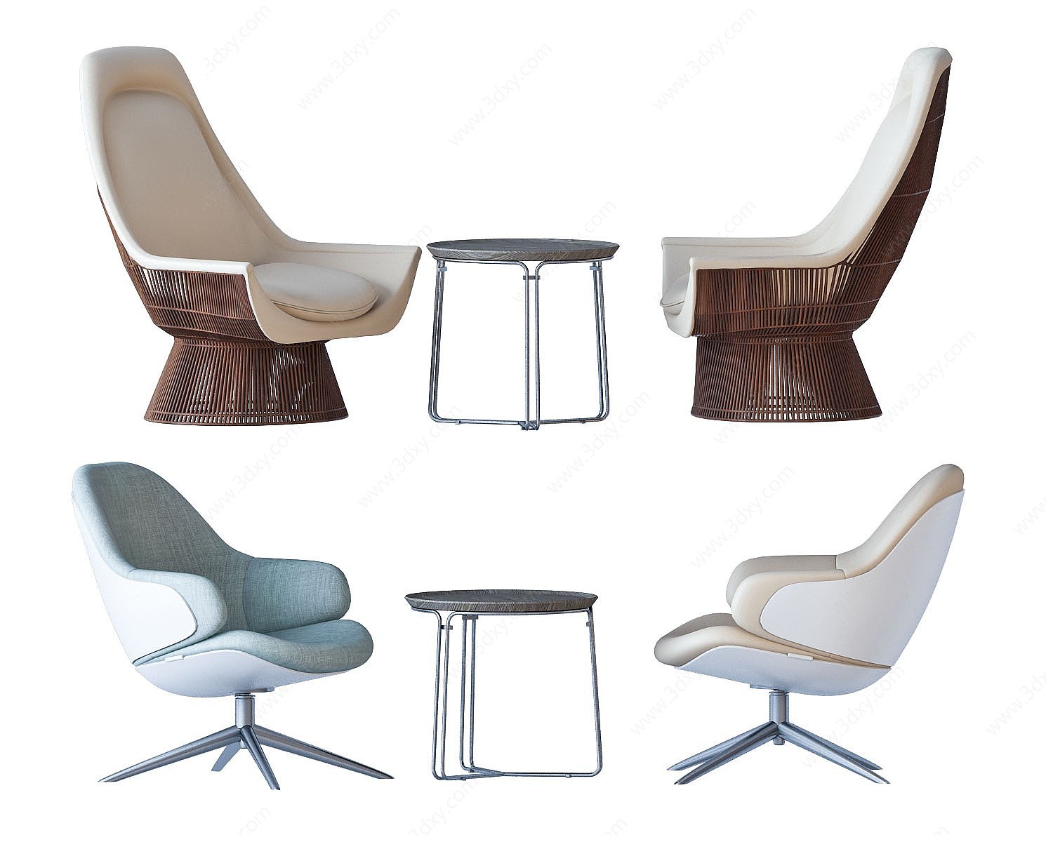 简欧椅子茶几组合3D模型