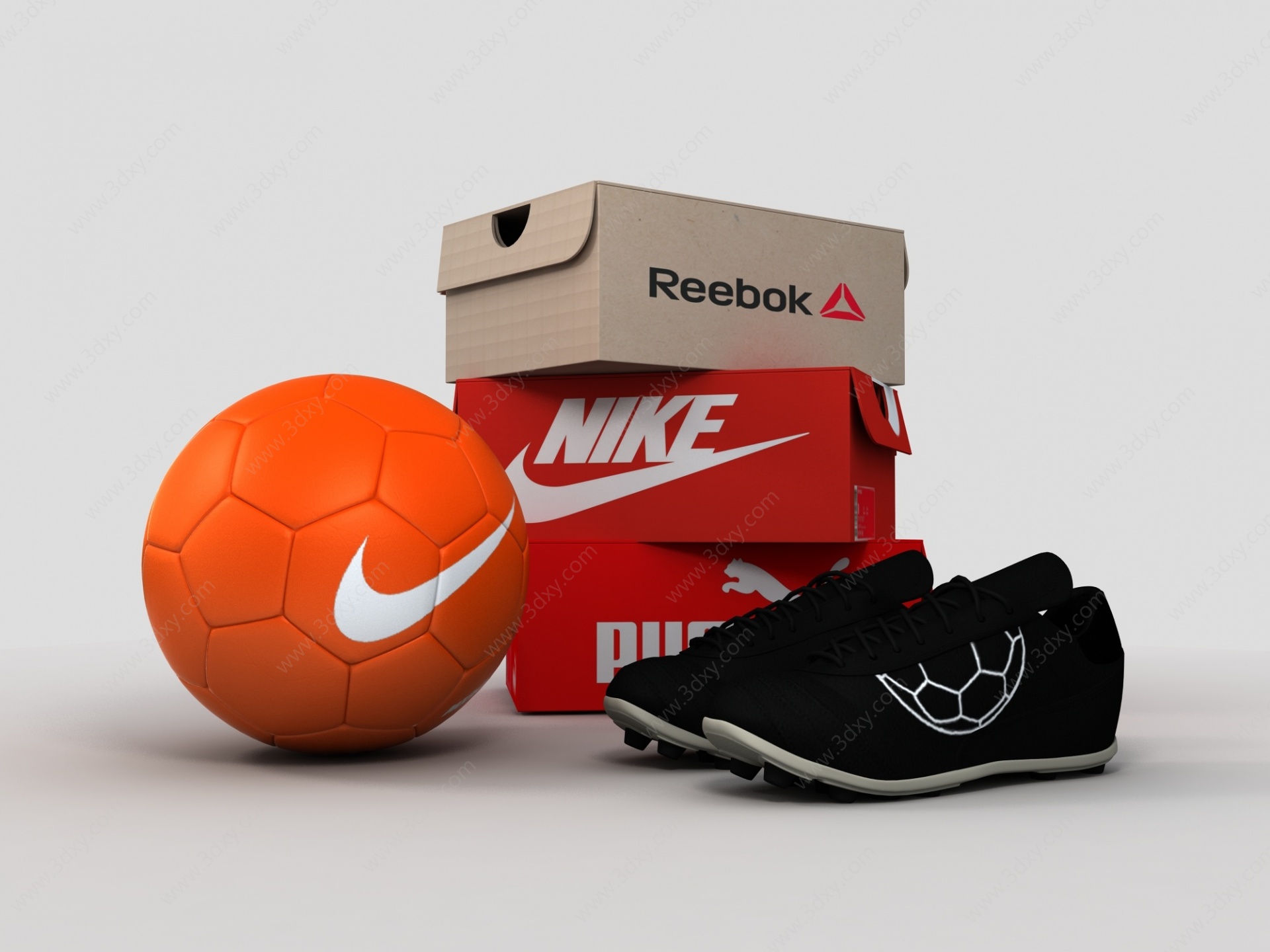 运动足球鞋盒足球鞋3D模型