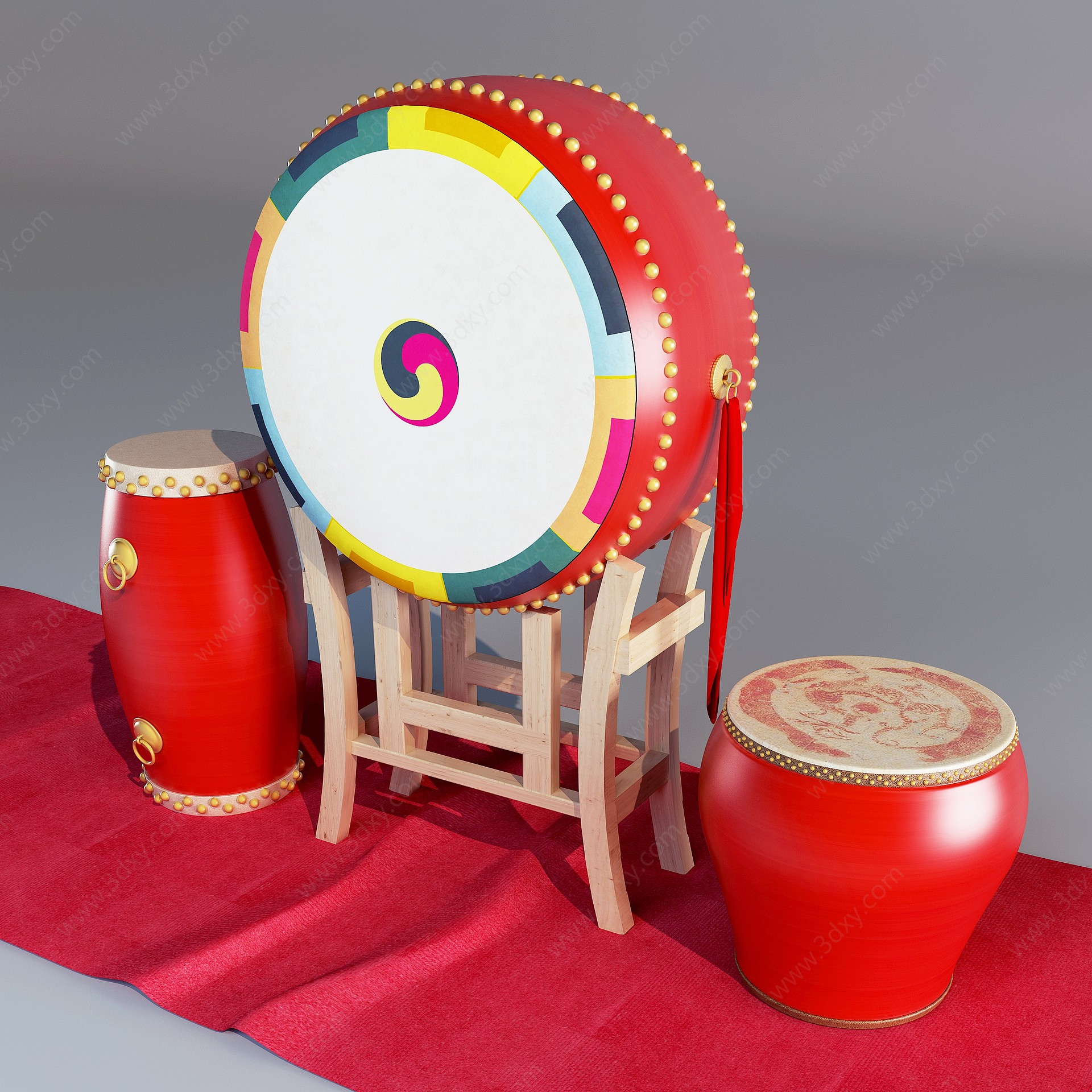 新中式手鼓乐器3D模型
