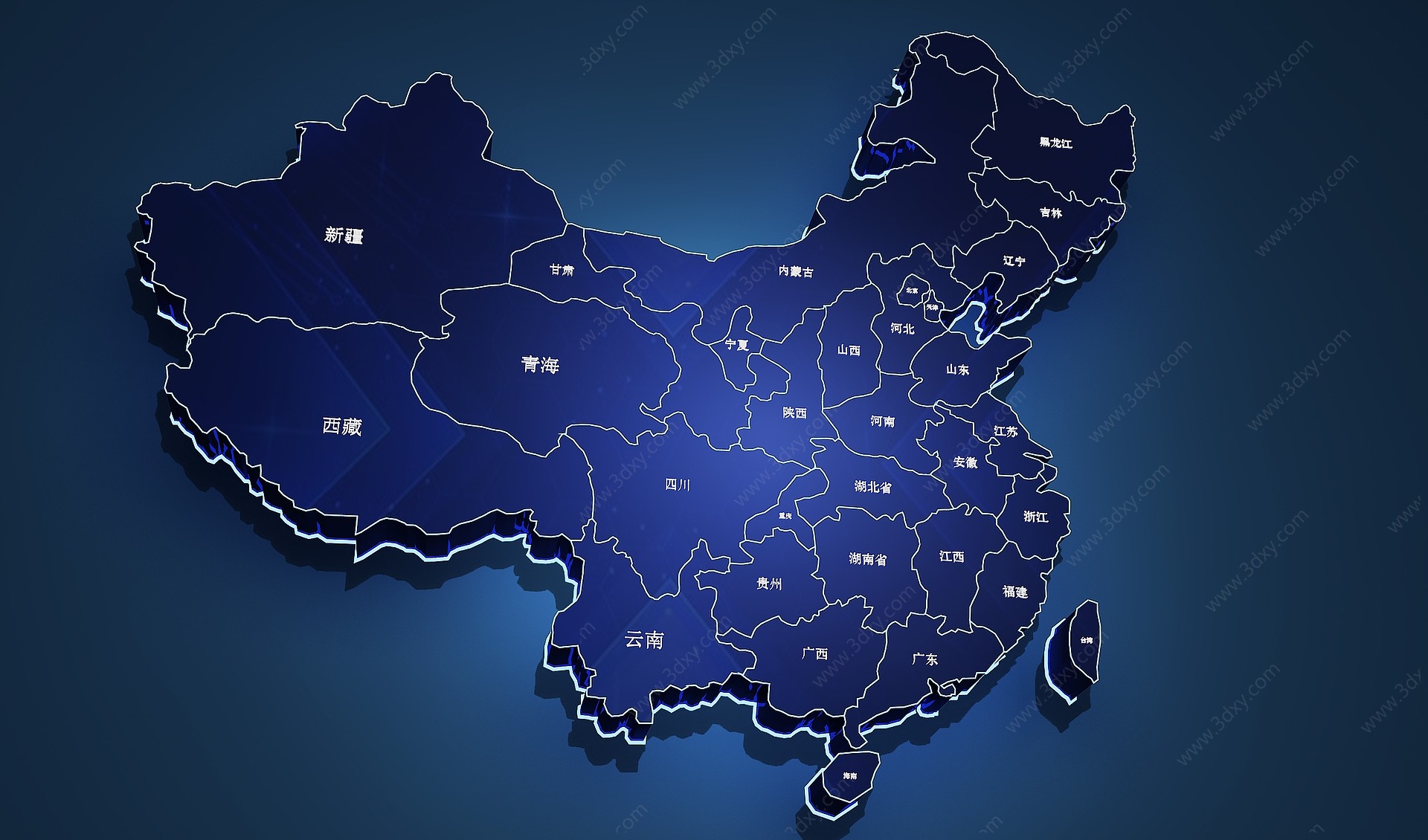 现代中国地图墙饰3D模型
