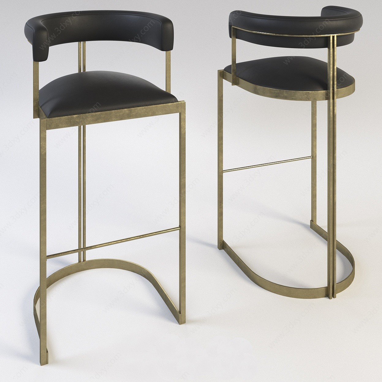 现代金属皮质吧椅3D模型