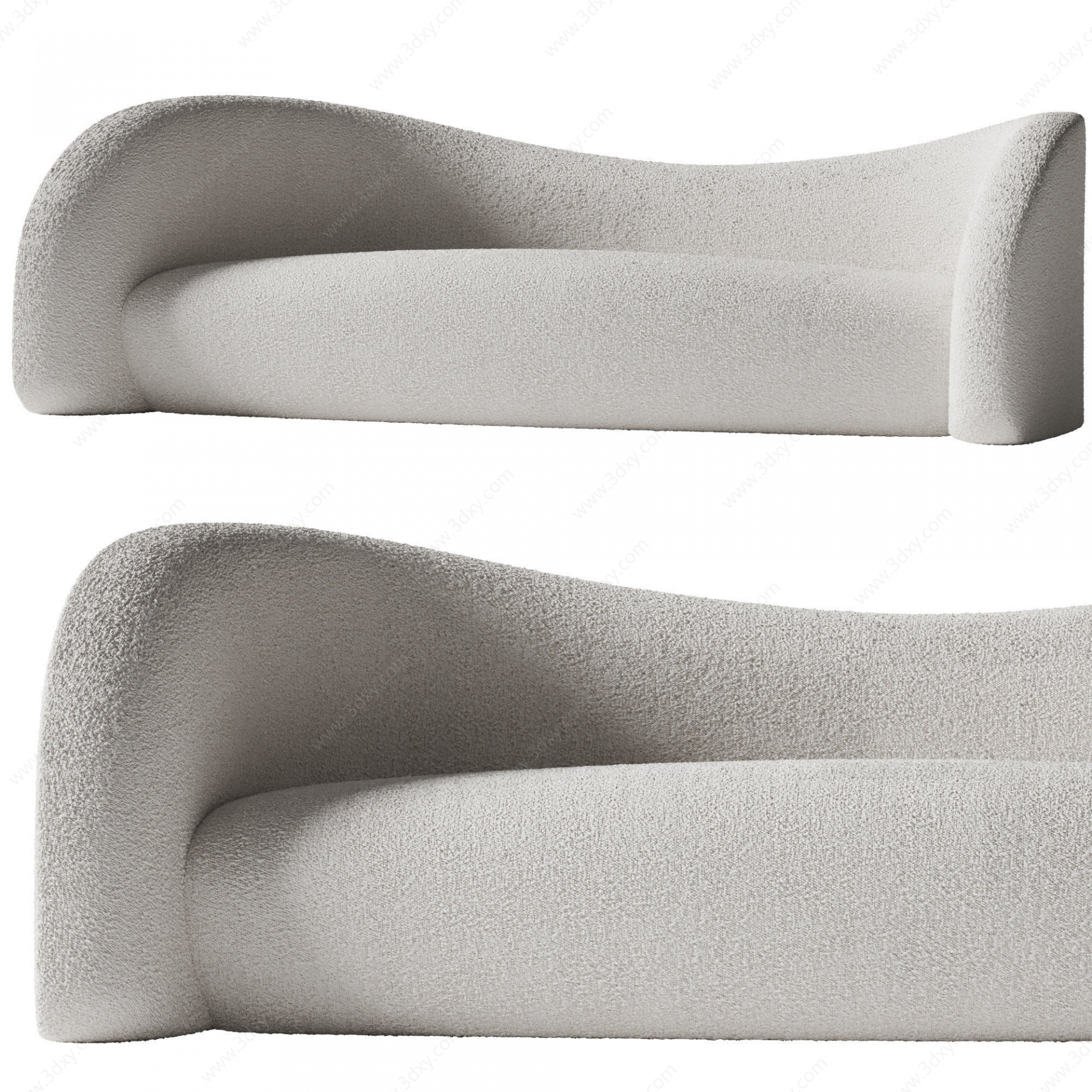 侘寂风异形双人沙发3D模型