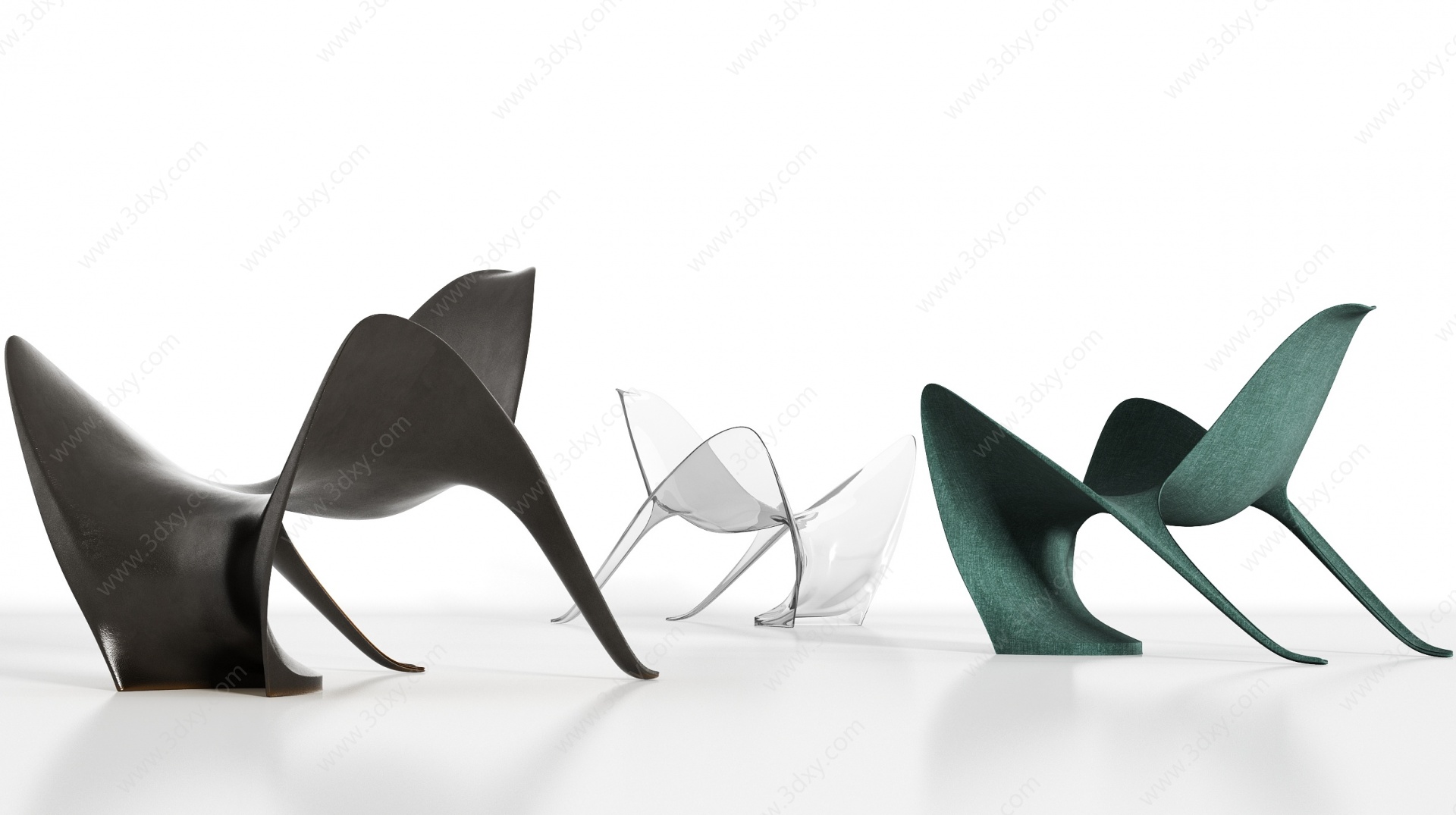 现代异形单椅组合3D模型