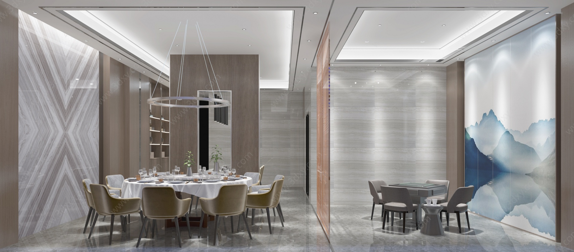 现代餐厅会客室3D模型