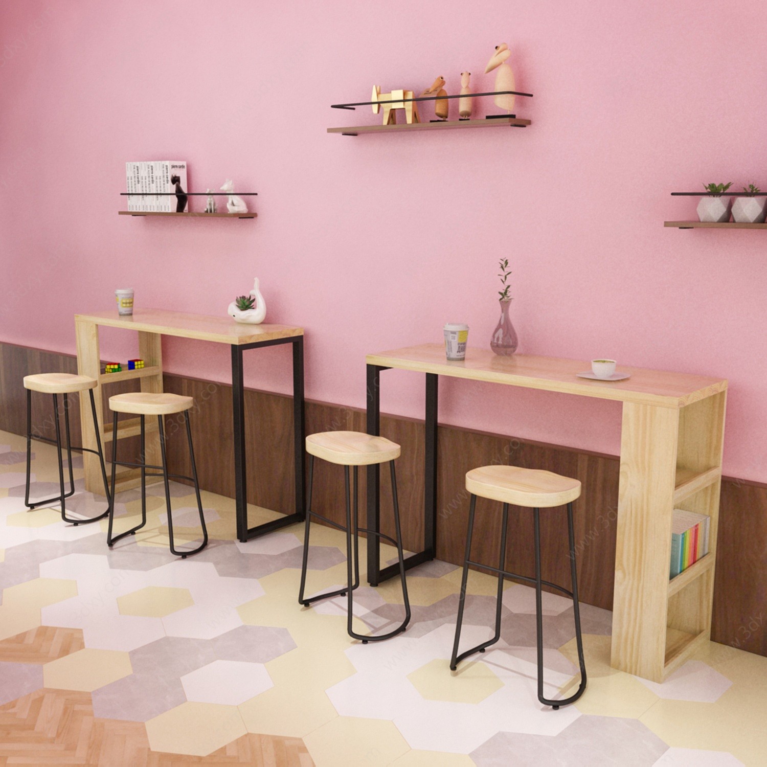 北欧小清新奶茶店咖啡厅3D模型