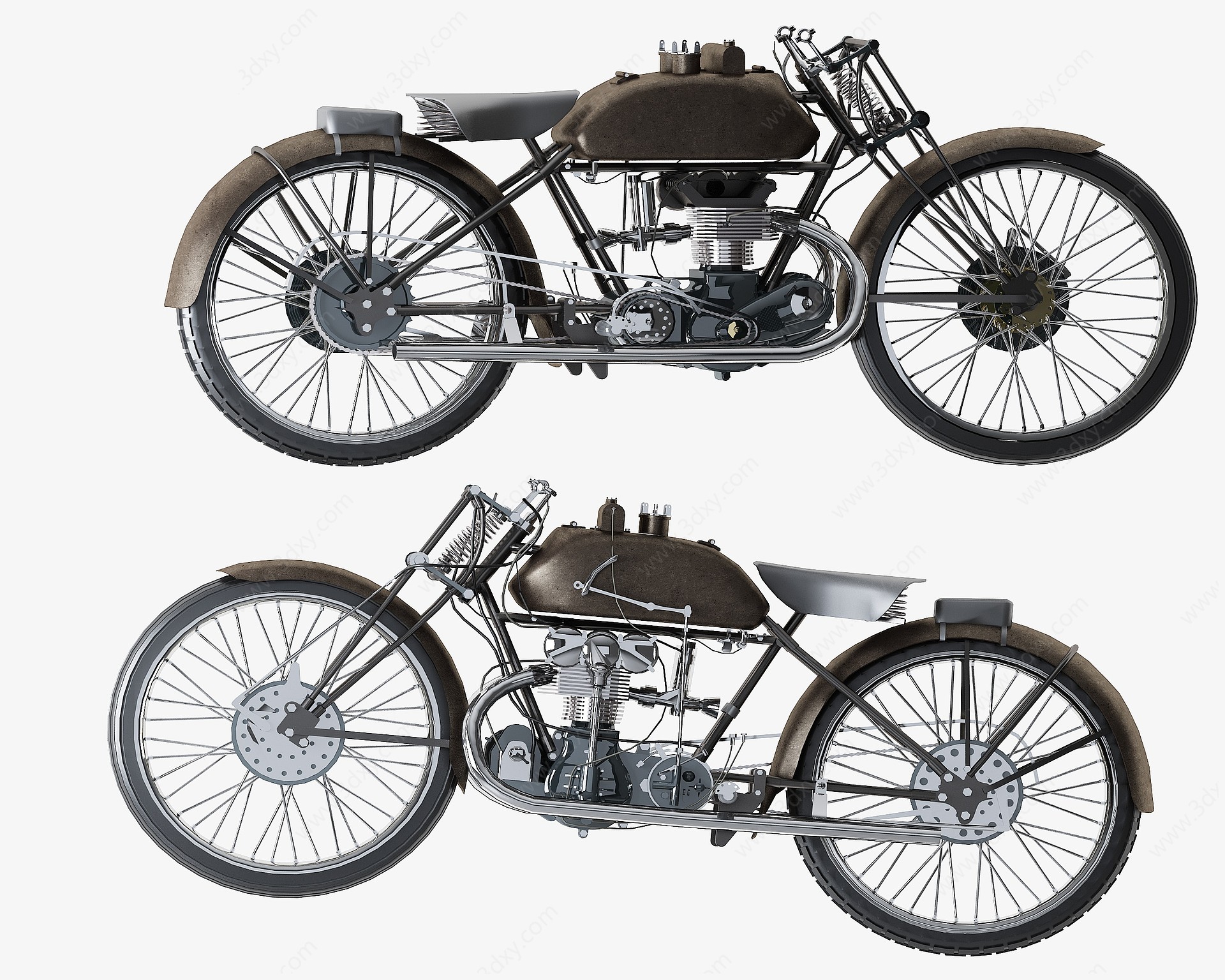 工业风复古摩托车摆件3D模型