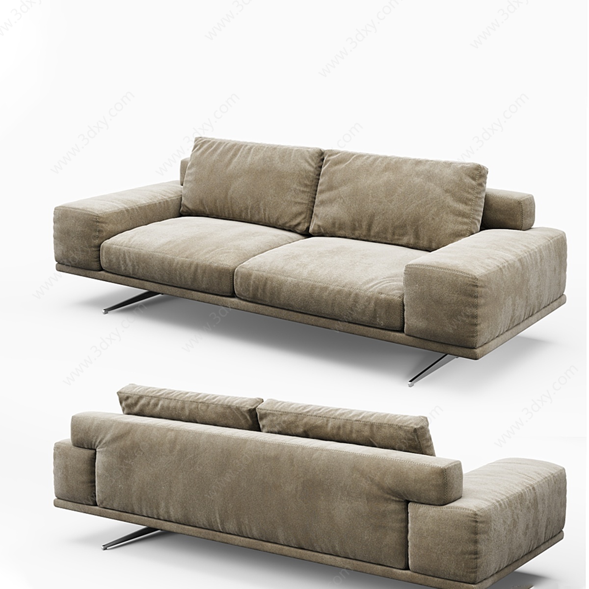 现代橄榄绿休闲沙发3D模型