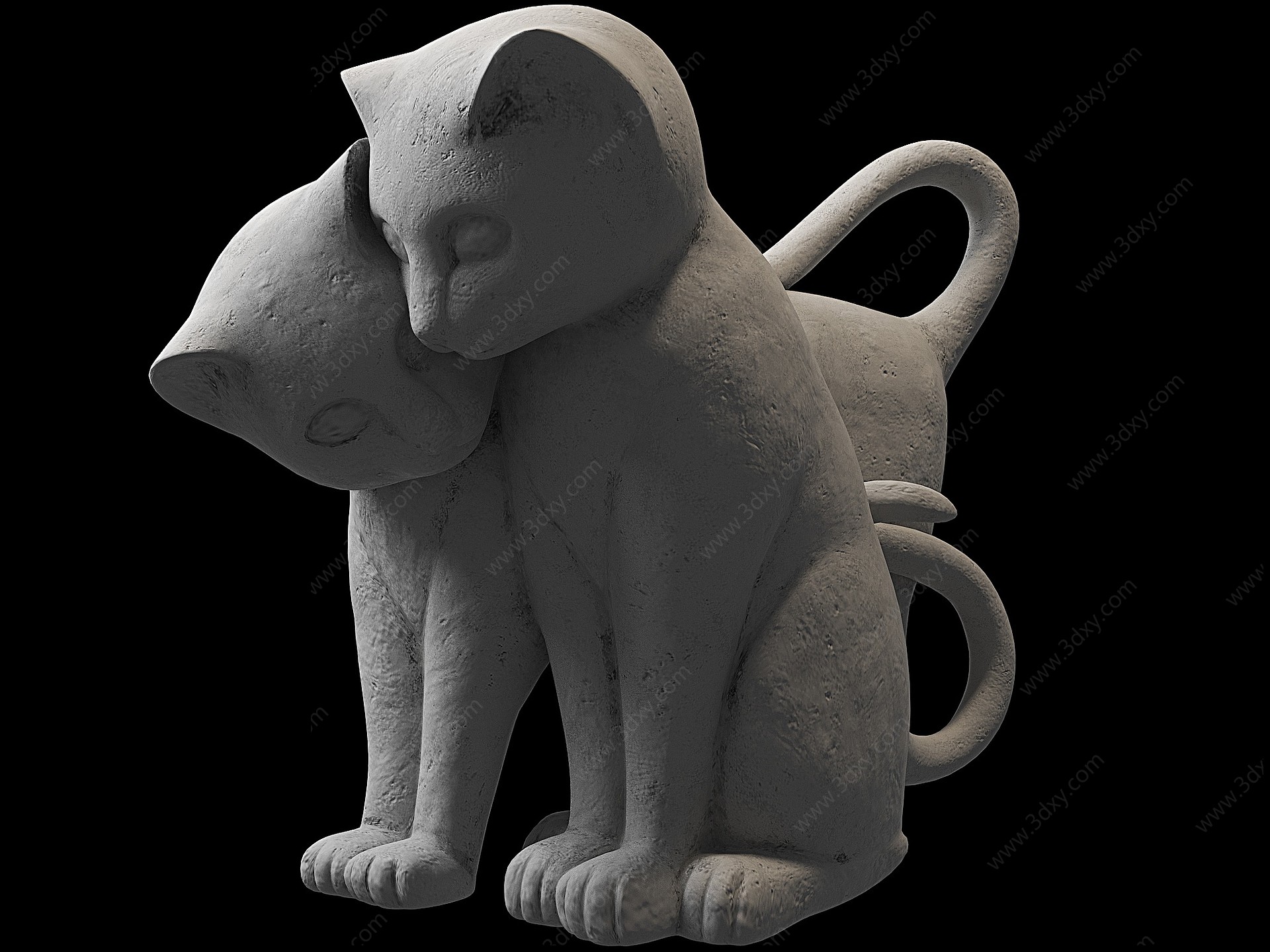 现代动物猫雕塑3D模型