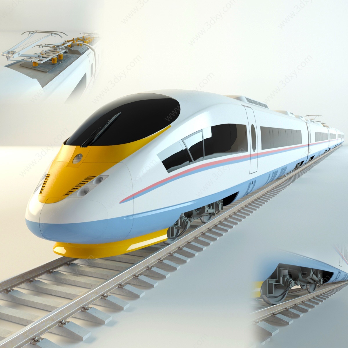现代交通设备高铁动车3D模型