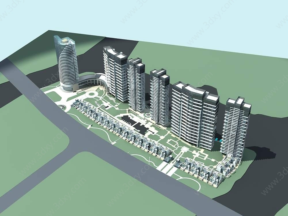 现代高层住宅小区3D模型