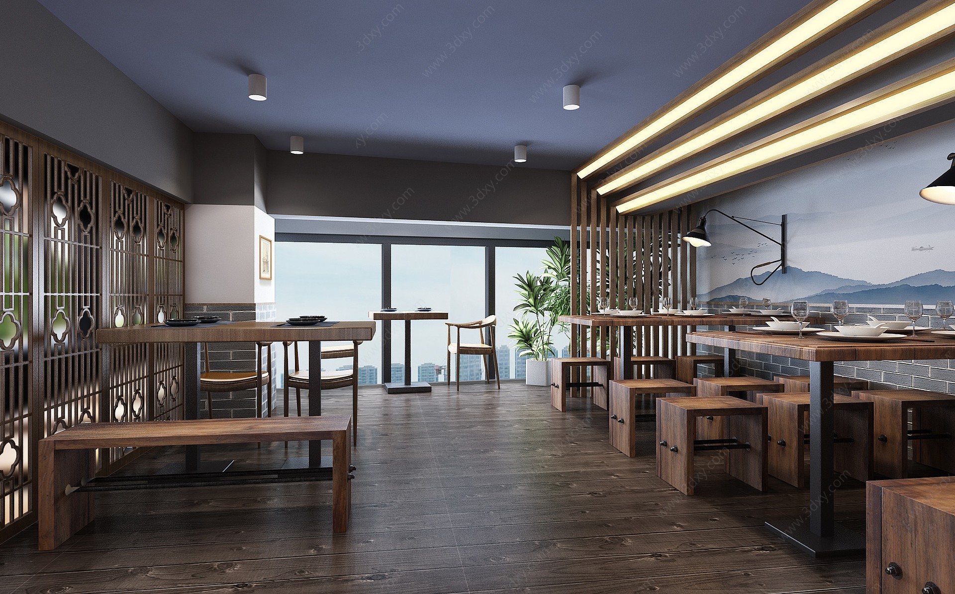 新中式砂锅店餐厅3D模型
