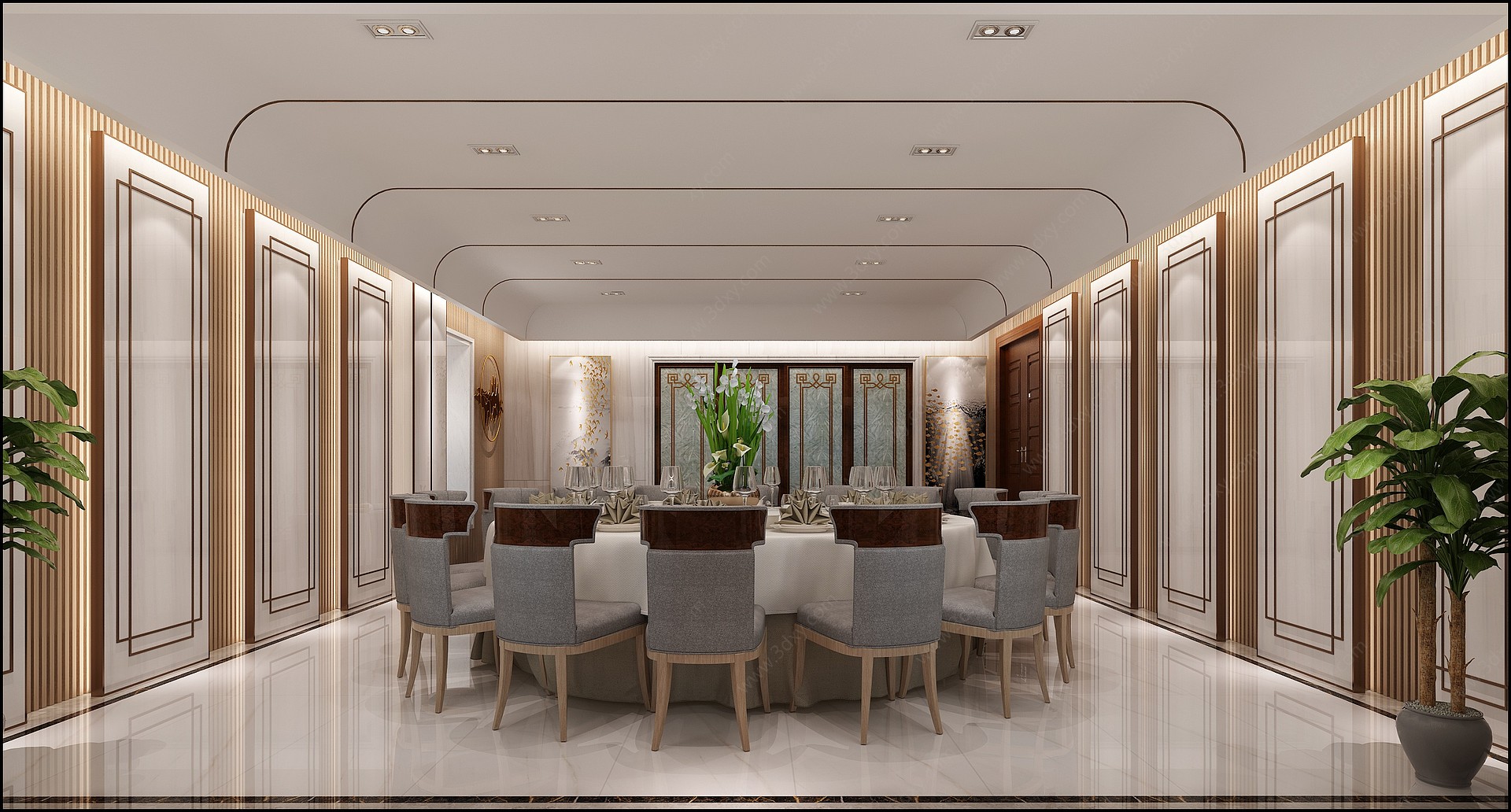 新中式餐会厅3D模型