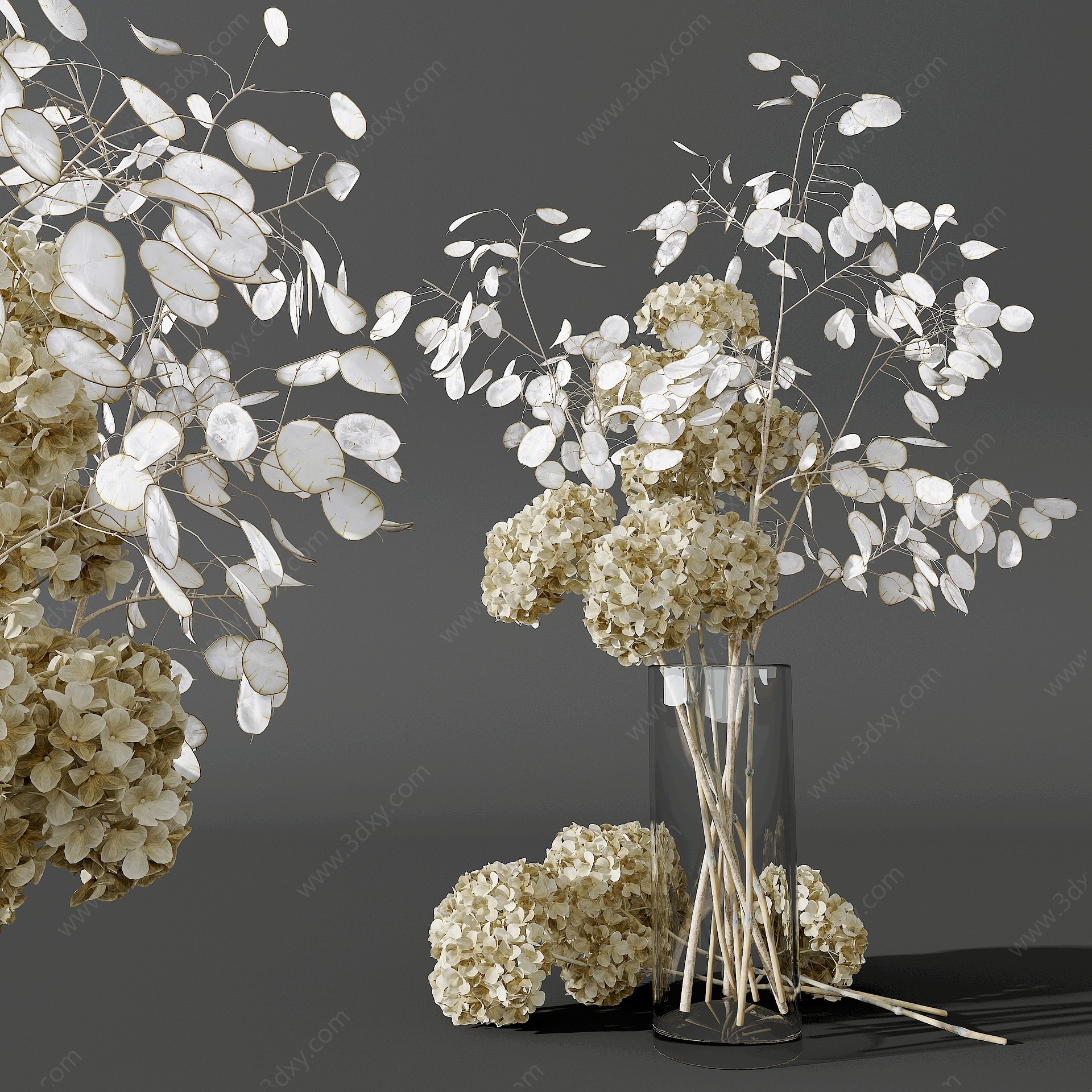 现代干花花瓶插花3D模型