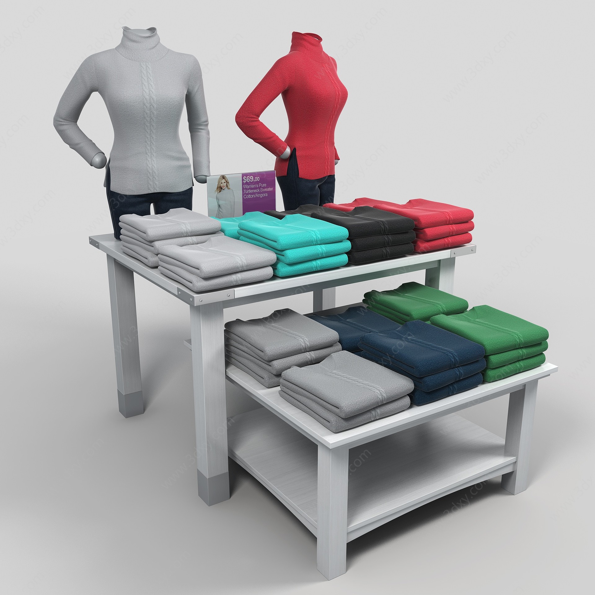 现代服装店衣架服装店中岛3D模型