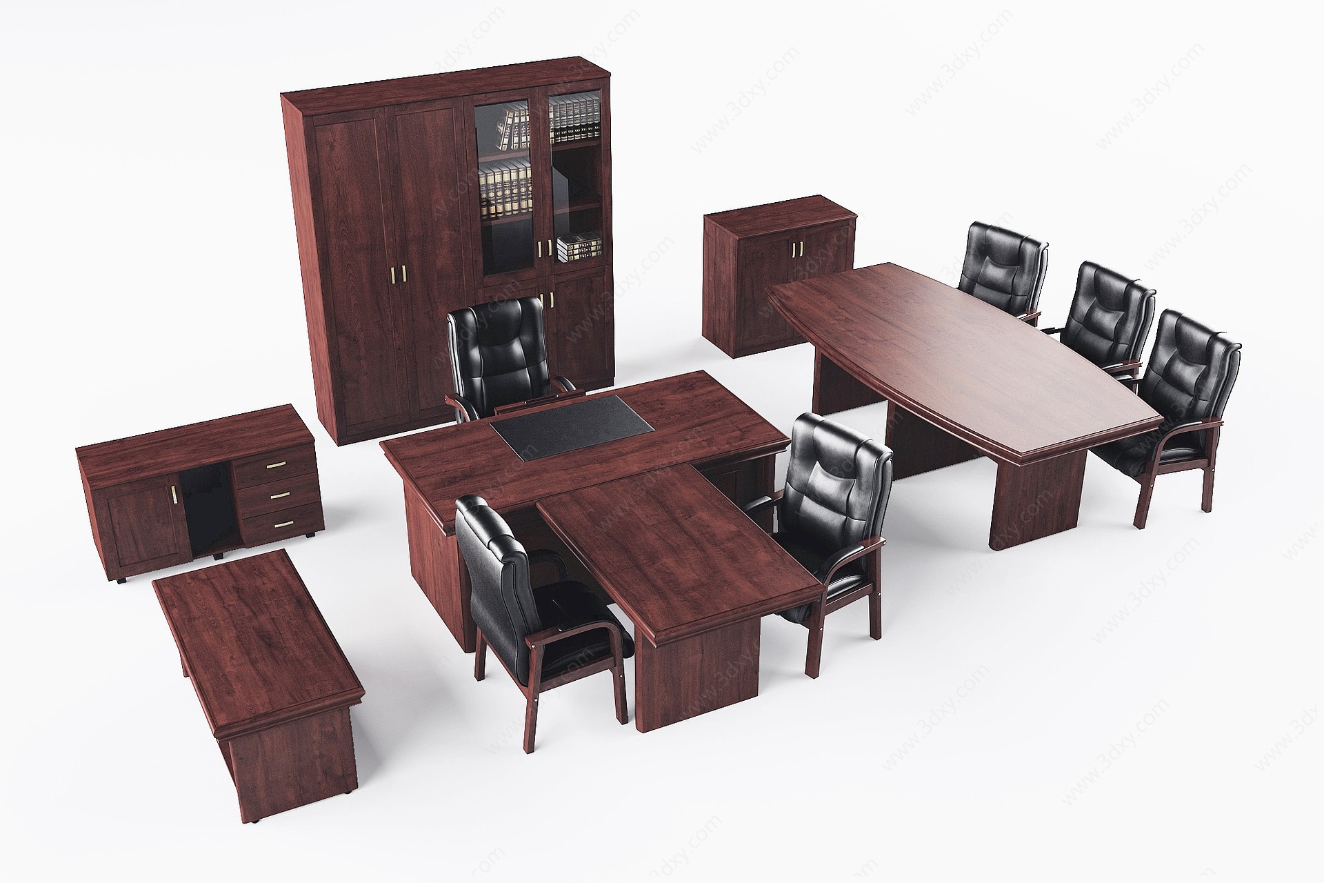新中式办公桌椅3D模型