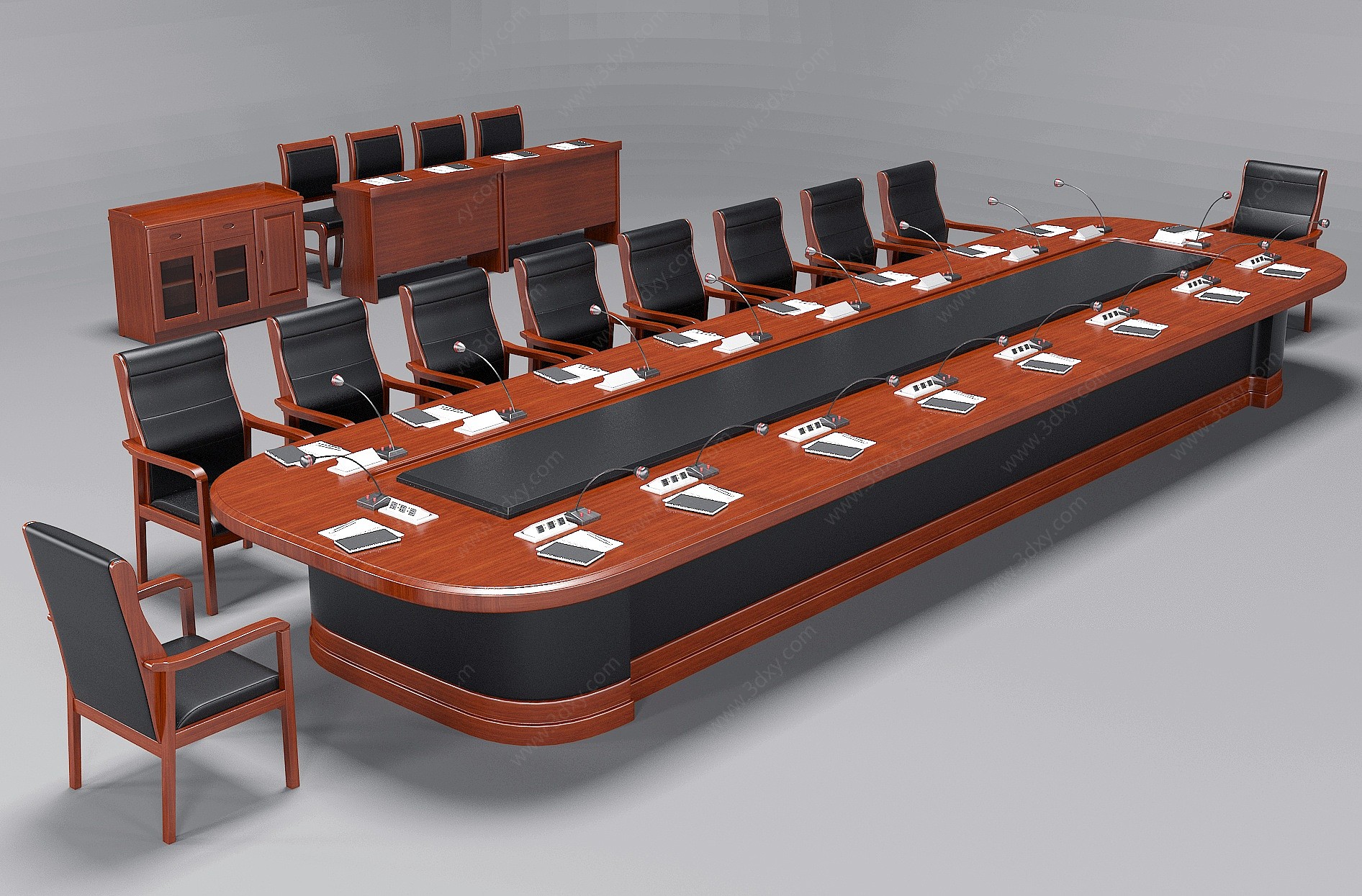 新中式会议室桌椅3D模型