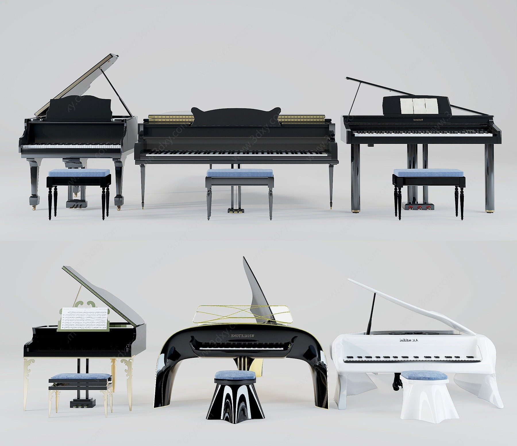 现代钢琴乐器3D模型