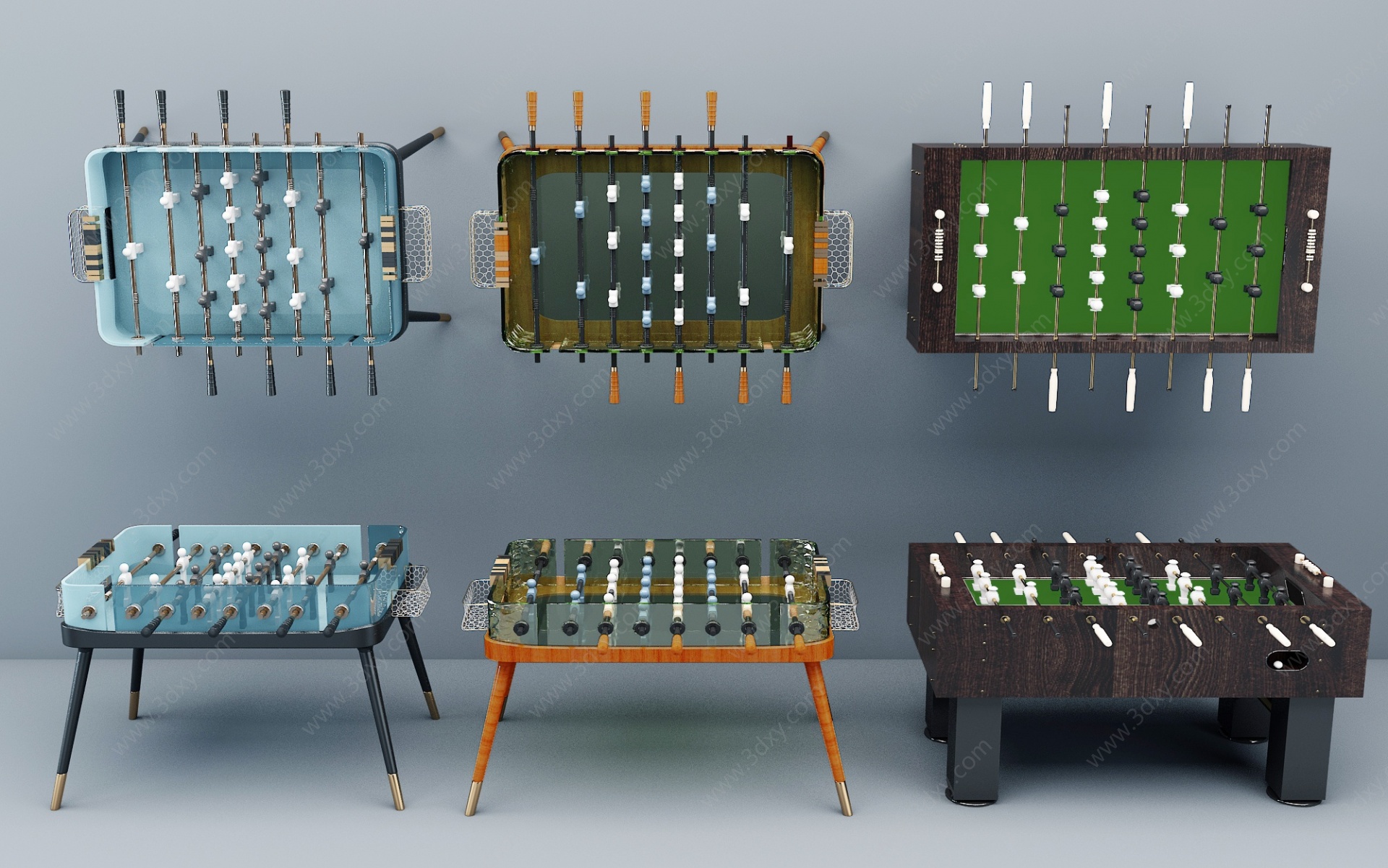 现代桌上足球游乐设备3D模型