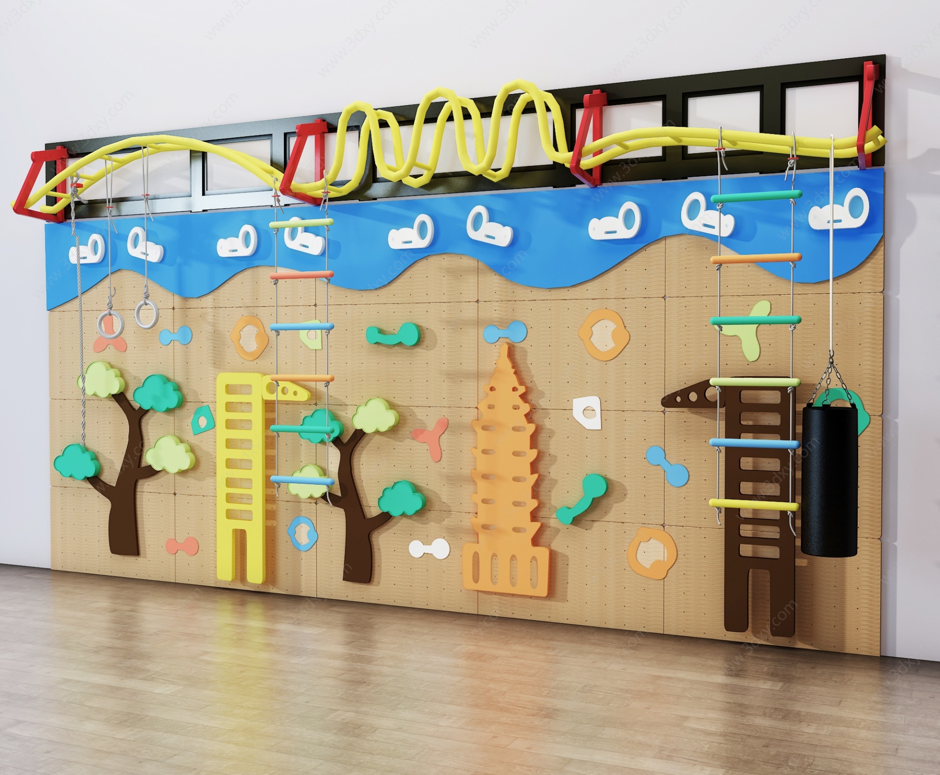 现代儿童活动墙3D模型