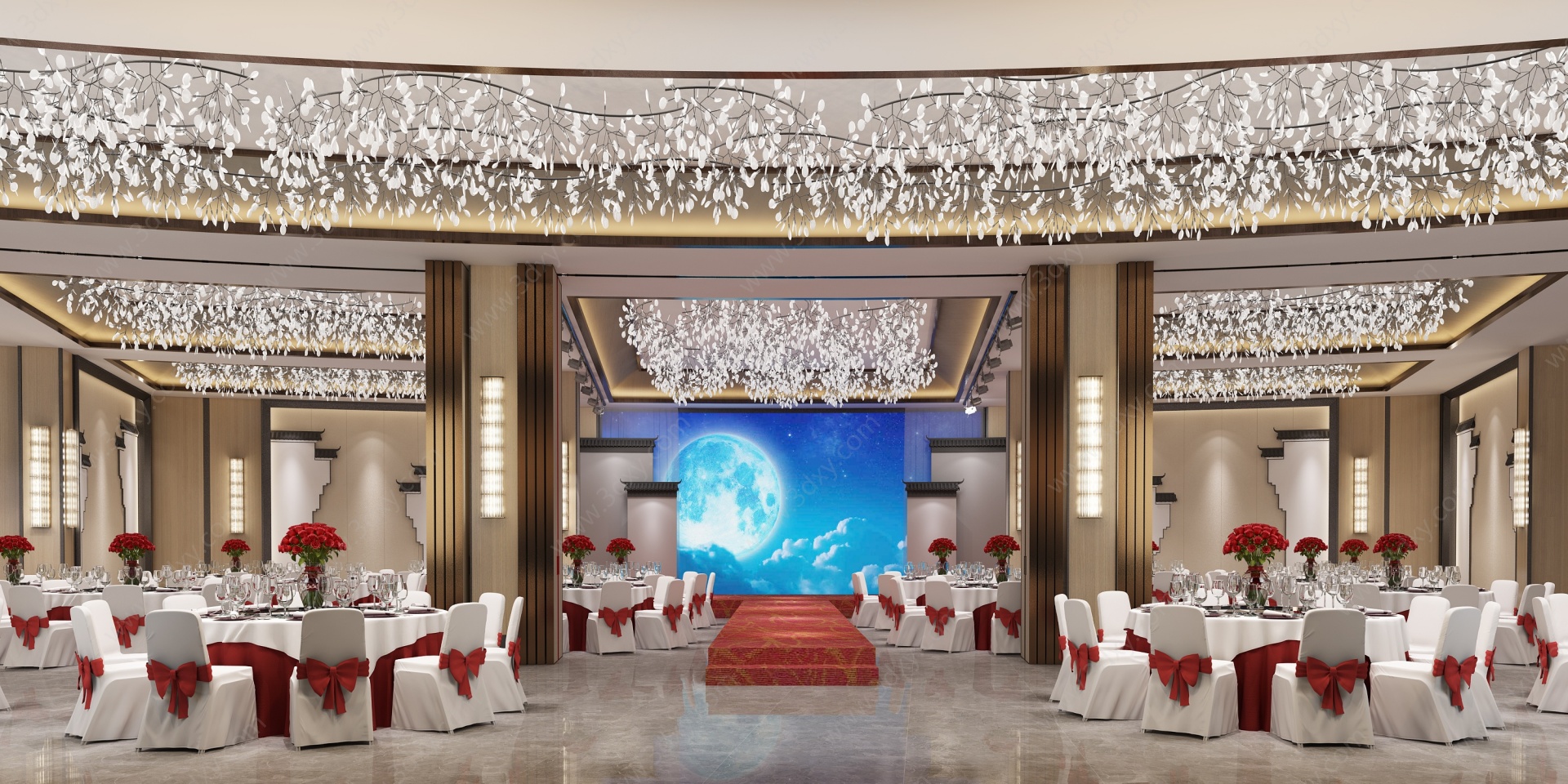 新中式宴会厅新中式婚礼厅3D模型