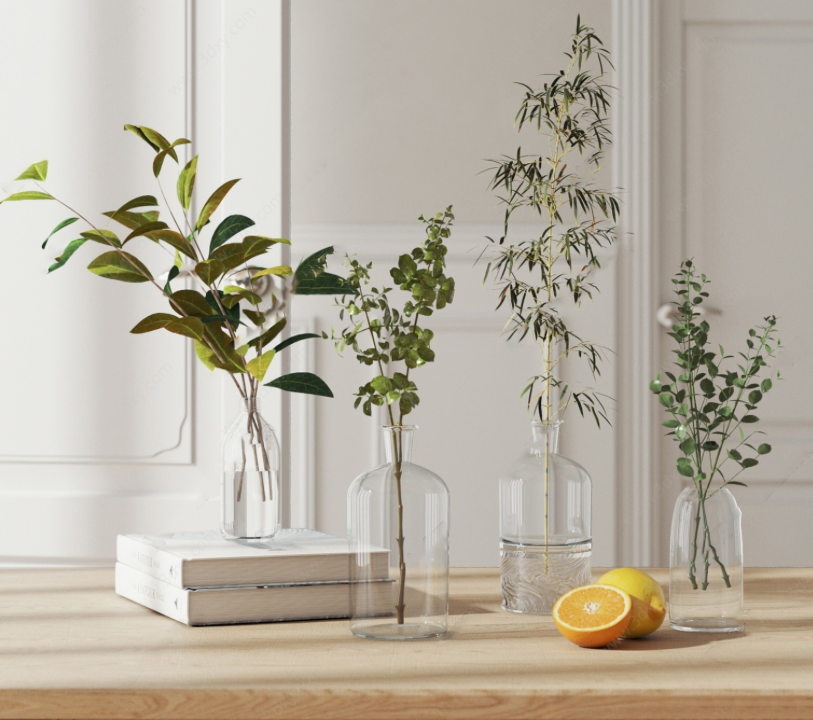 水生植物玻璃花瓶摆件3D模型