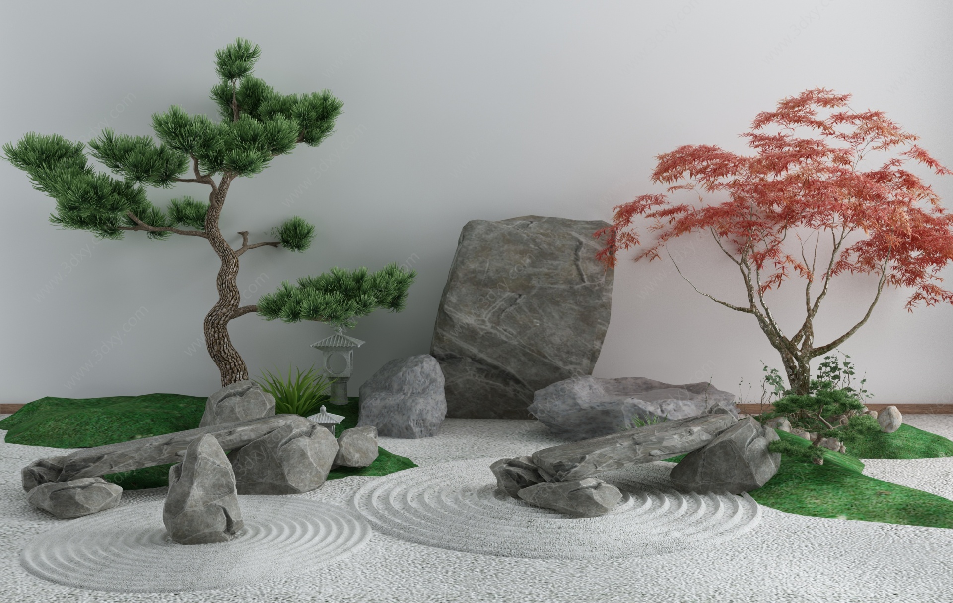 新中式园林景观小品3D模型