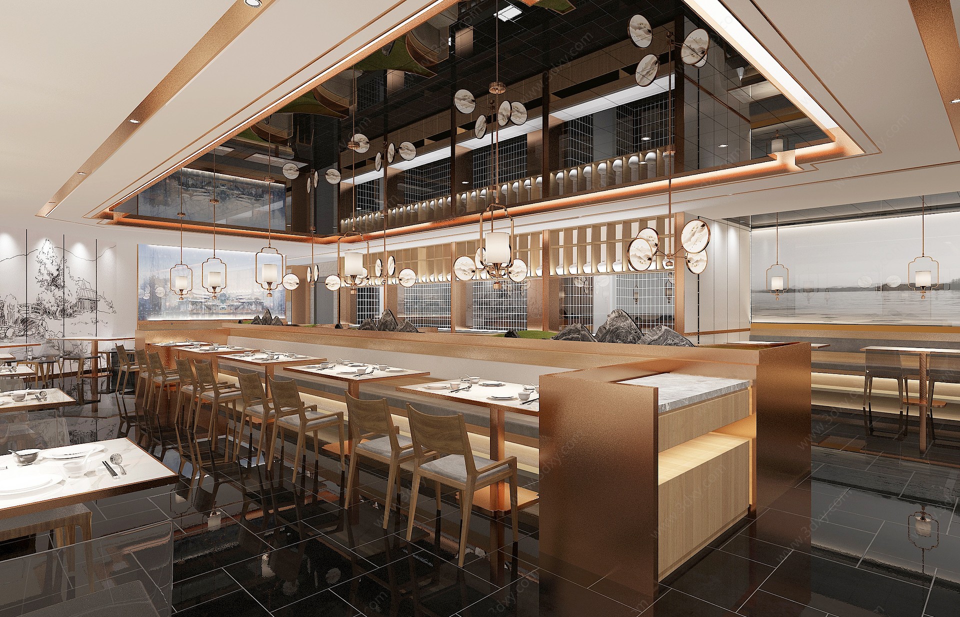 新中式中餐厅3D模型