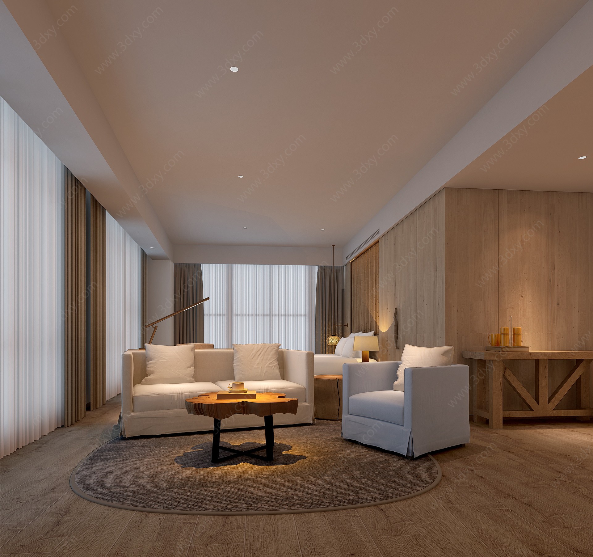 现代大床房客房度假酒店3D模型