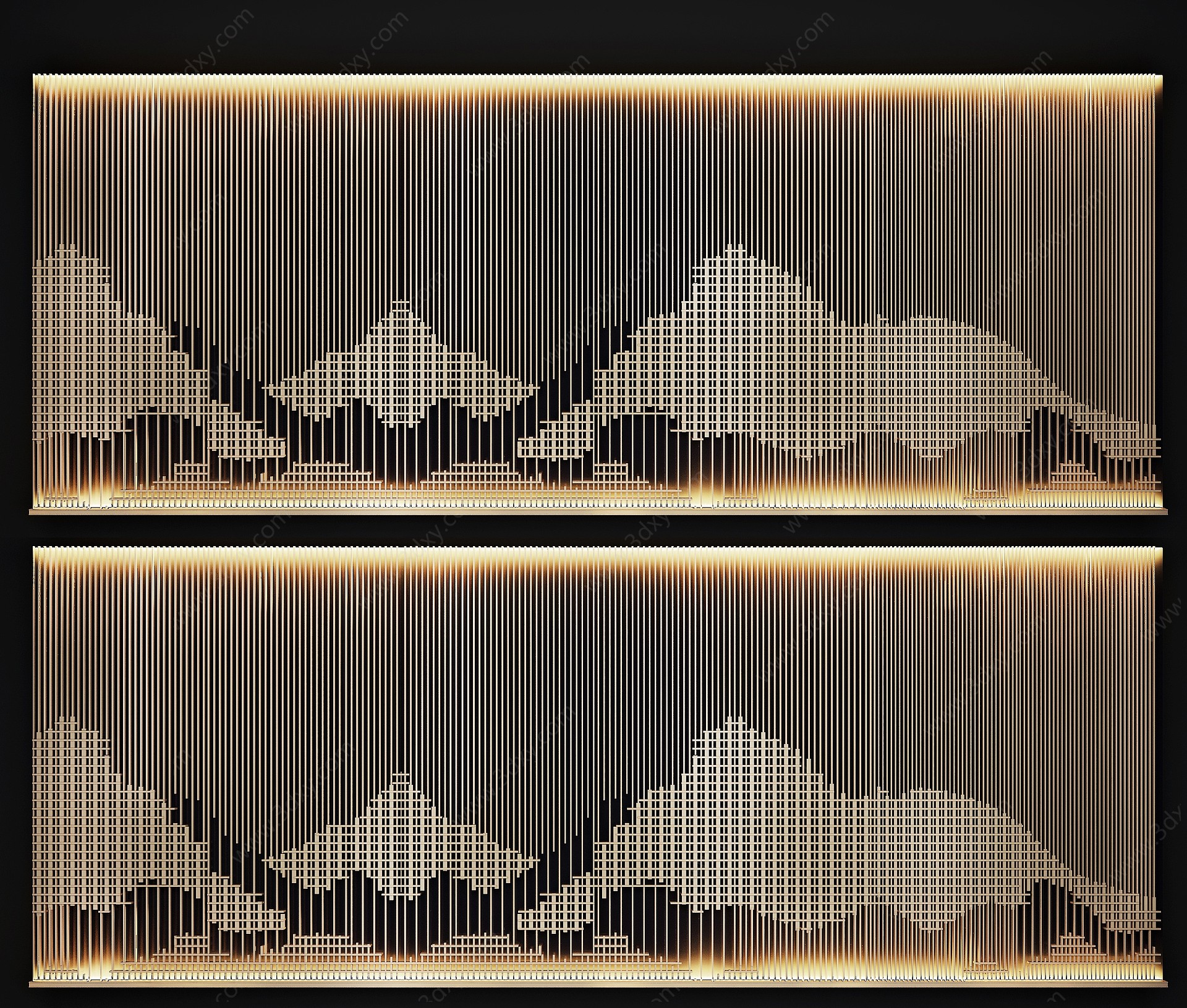 新中式山脉造型背景墙3D模型