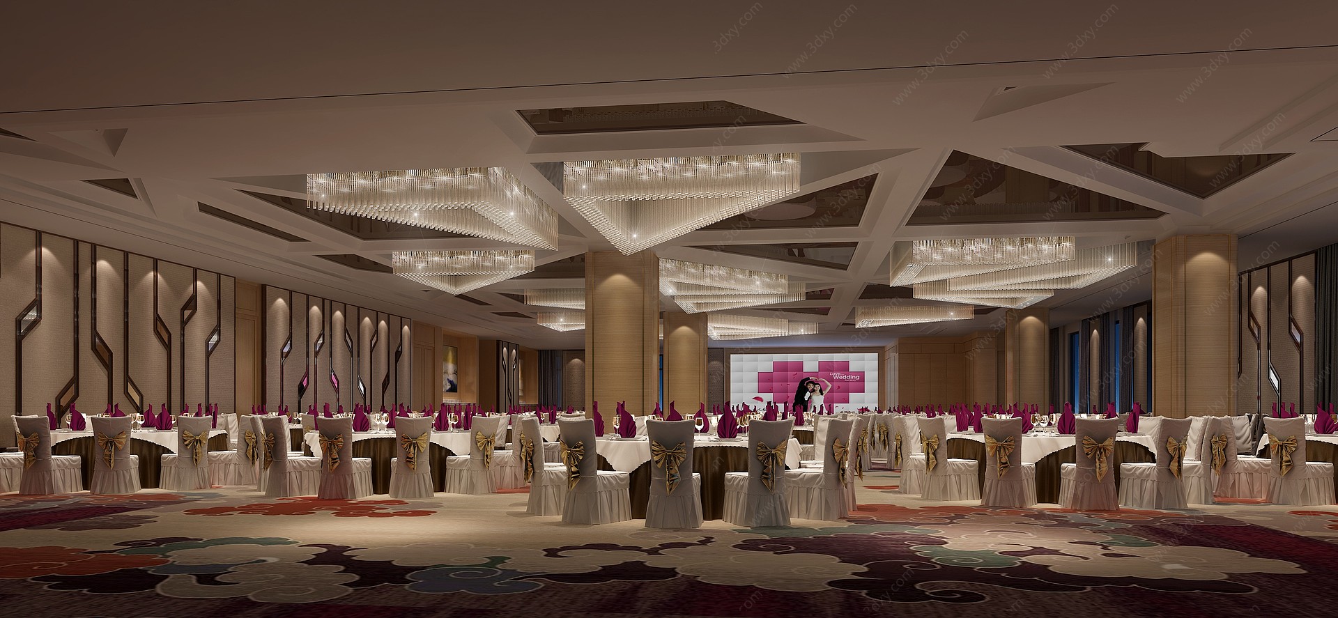 新中式宴会厅3D模型