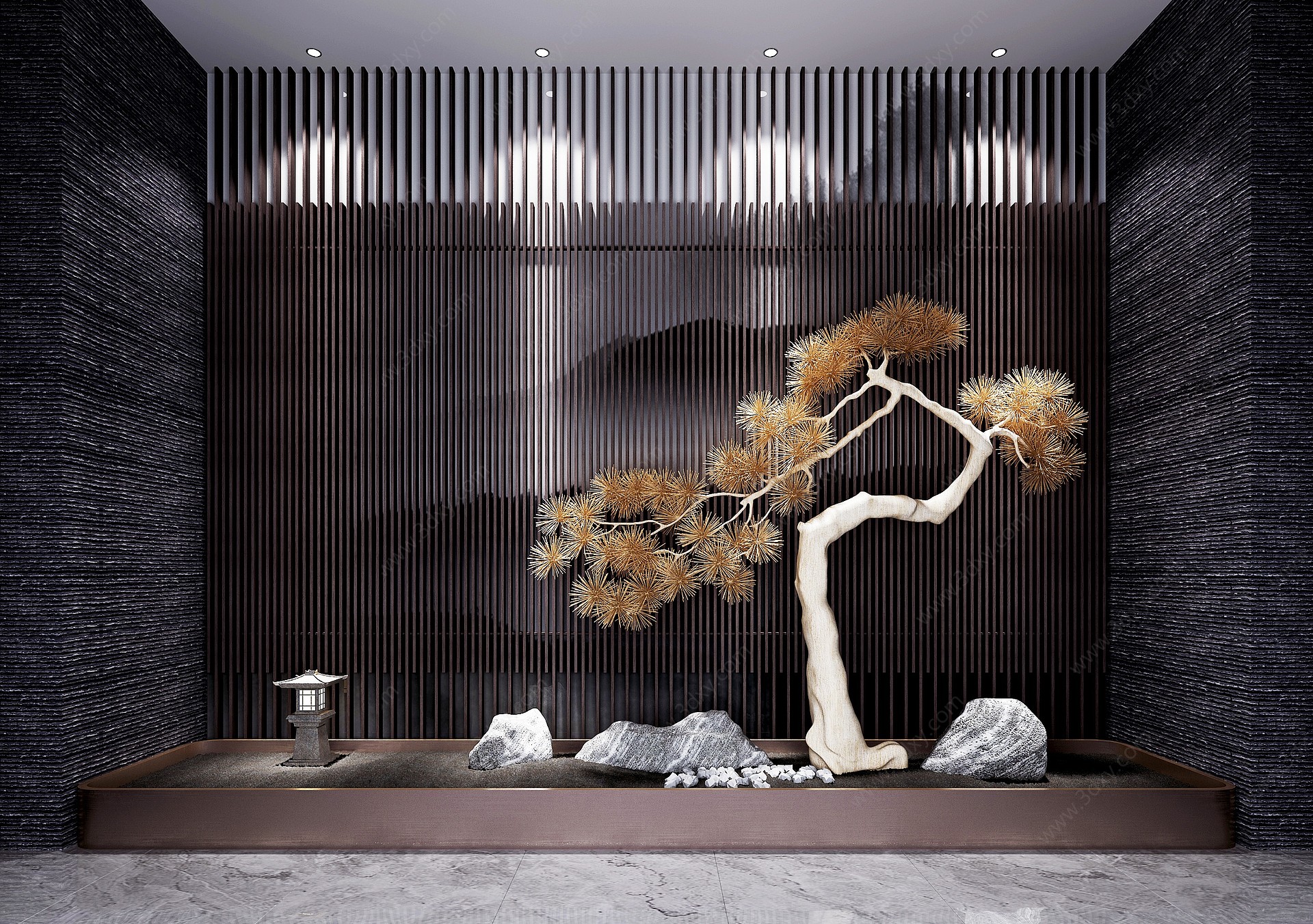 仿真松树中式景观3D模型