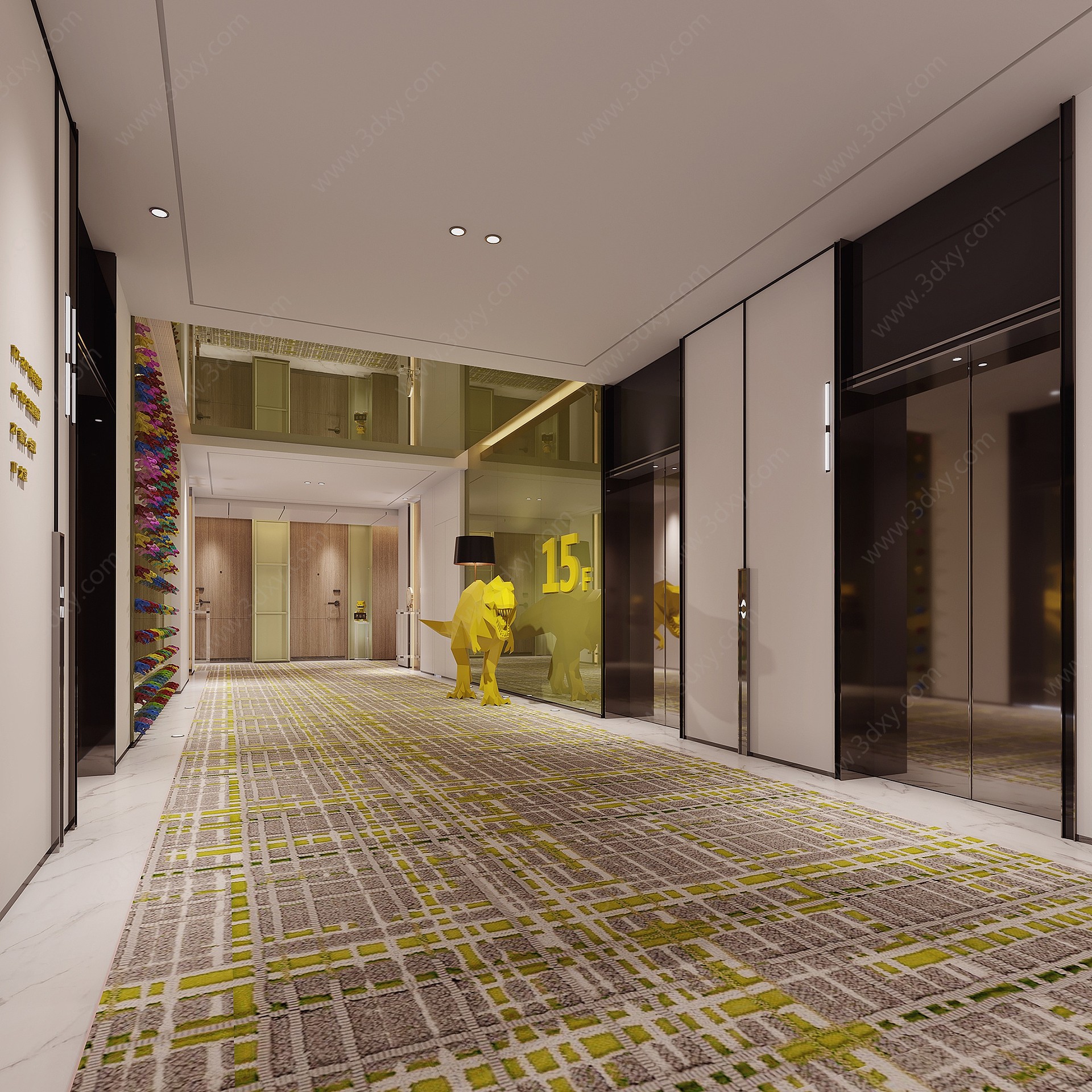 现代酒店走廊3D模型