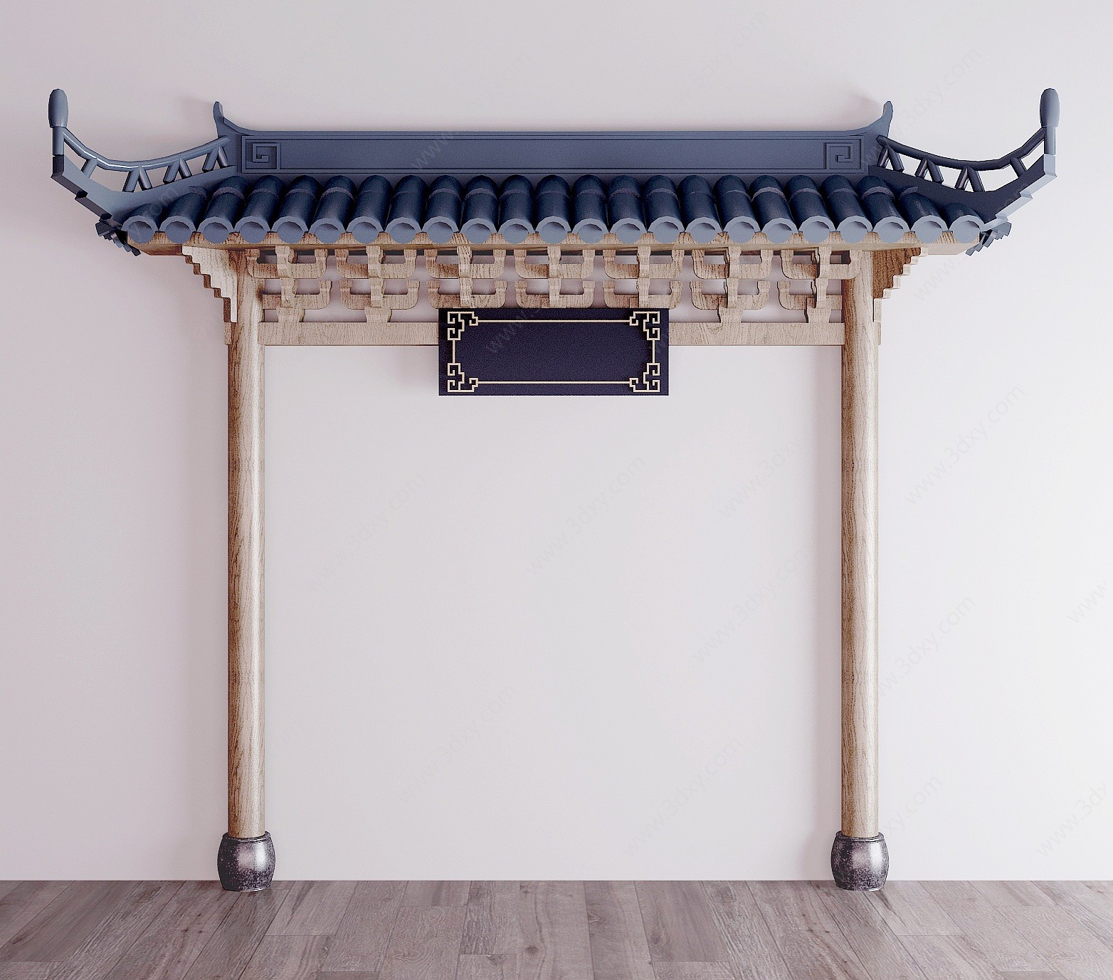 中式古建门头屋檐3D模型