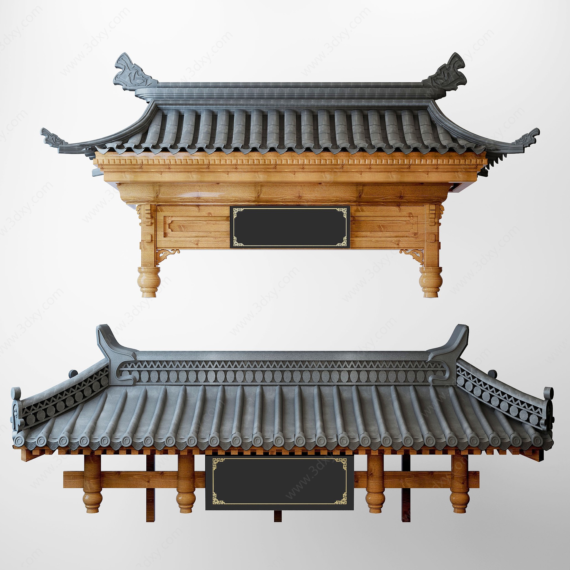 中式古建门头屋檐建筑构件3D模型