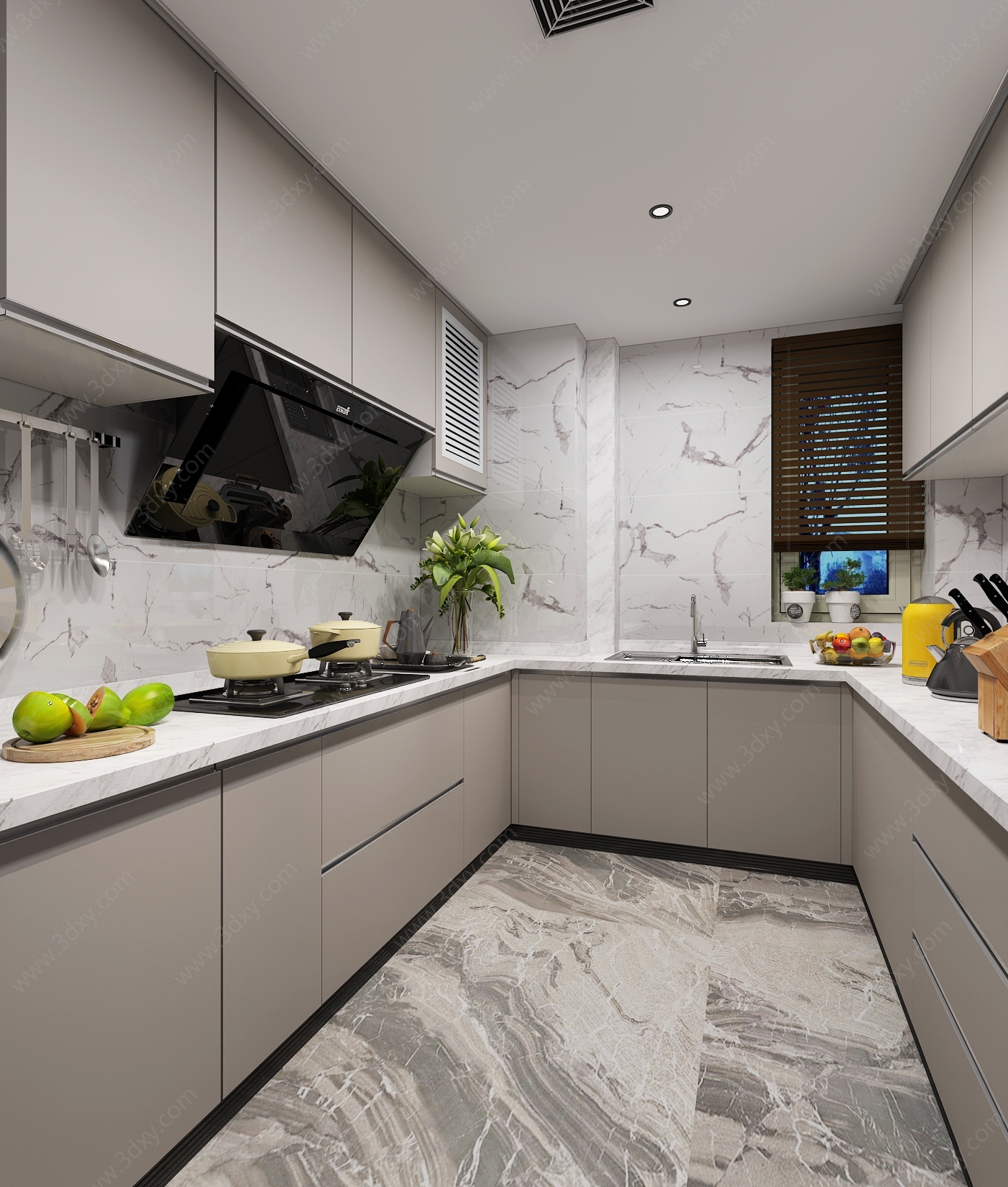 现代厨房橱柜厨具3D模型