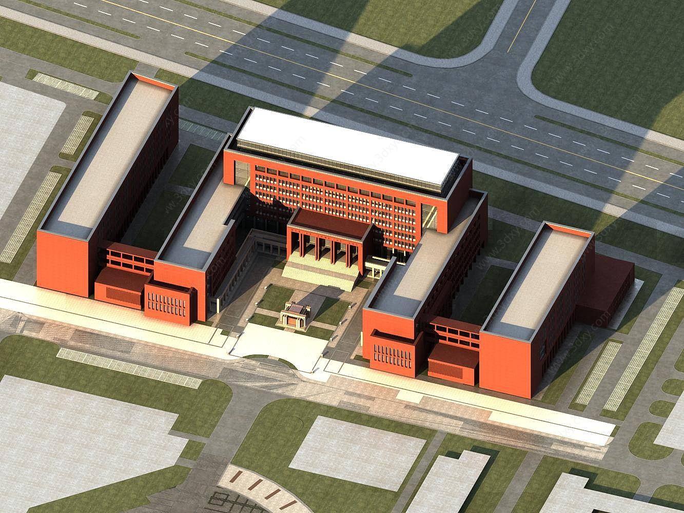 现代学校综合体办公楼3D模型