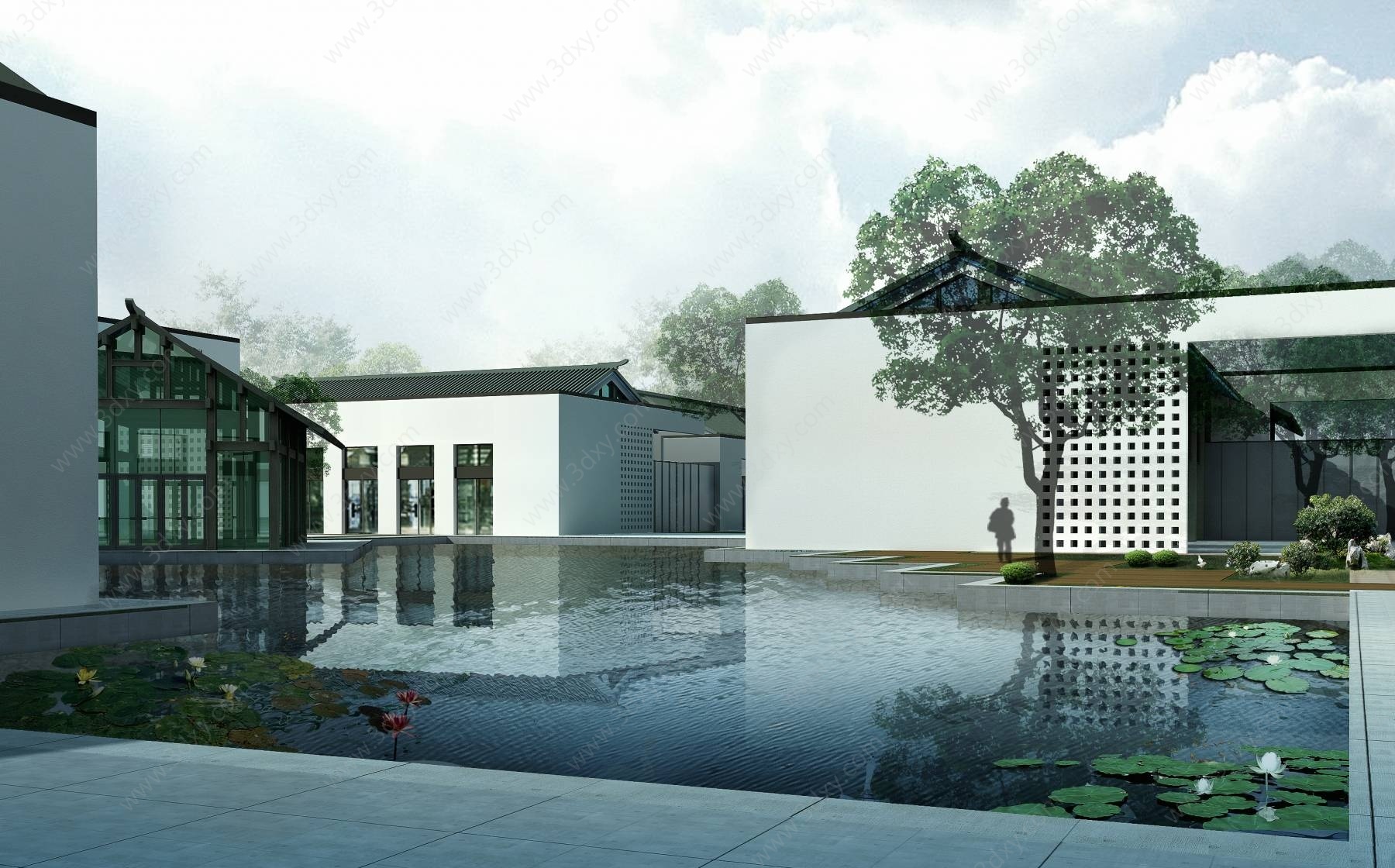 新中式会所新中式别墅3D模型